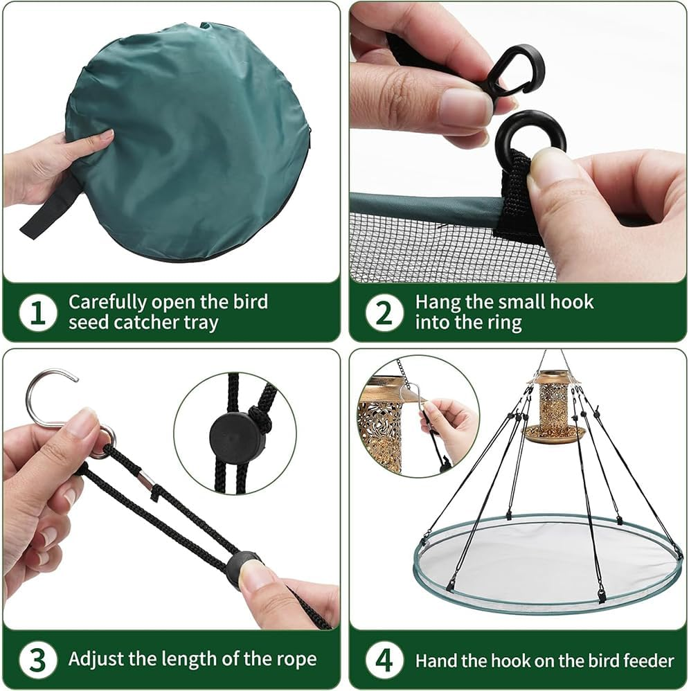 2 Pcs Bird Seed Catcher Trays for Hanging Bird Feeder Platform, Universal Wild Birds Seed Catcher Hanging Hoop Platform for Hummingbird Feeders Bee Feeder Outdoor Garden Accessories. image number 1