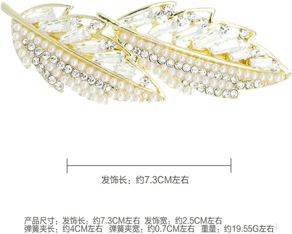 Alligator Clip,Headdress,Hair Clamp,Hairpins,Leaf Hairpin Female Spring Back Head Hair Accessories Spring Clip Headdress Fall into the Heart Hair Accessories (Color : A, Size : 7.3 * 2.5Cm) image number 2