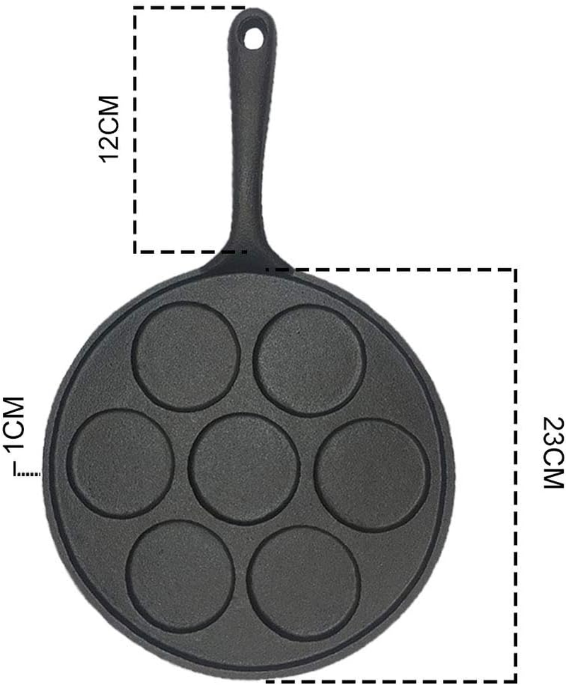 SOGA 23Cm Cast Iron Takoyaki Fry Pan Octopus Balls Maker 7 Hole Cavities Grill Mold