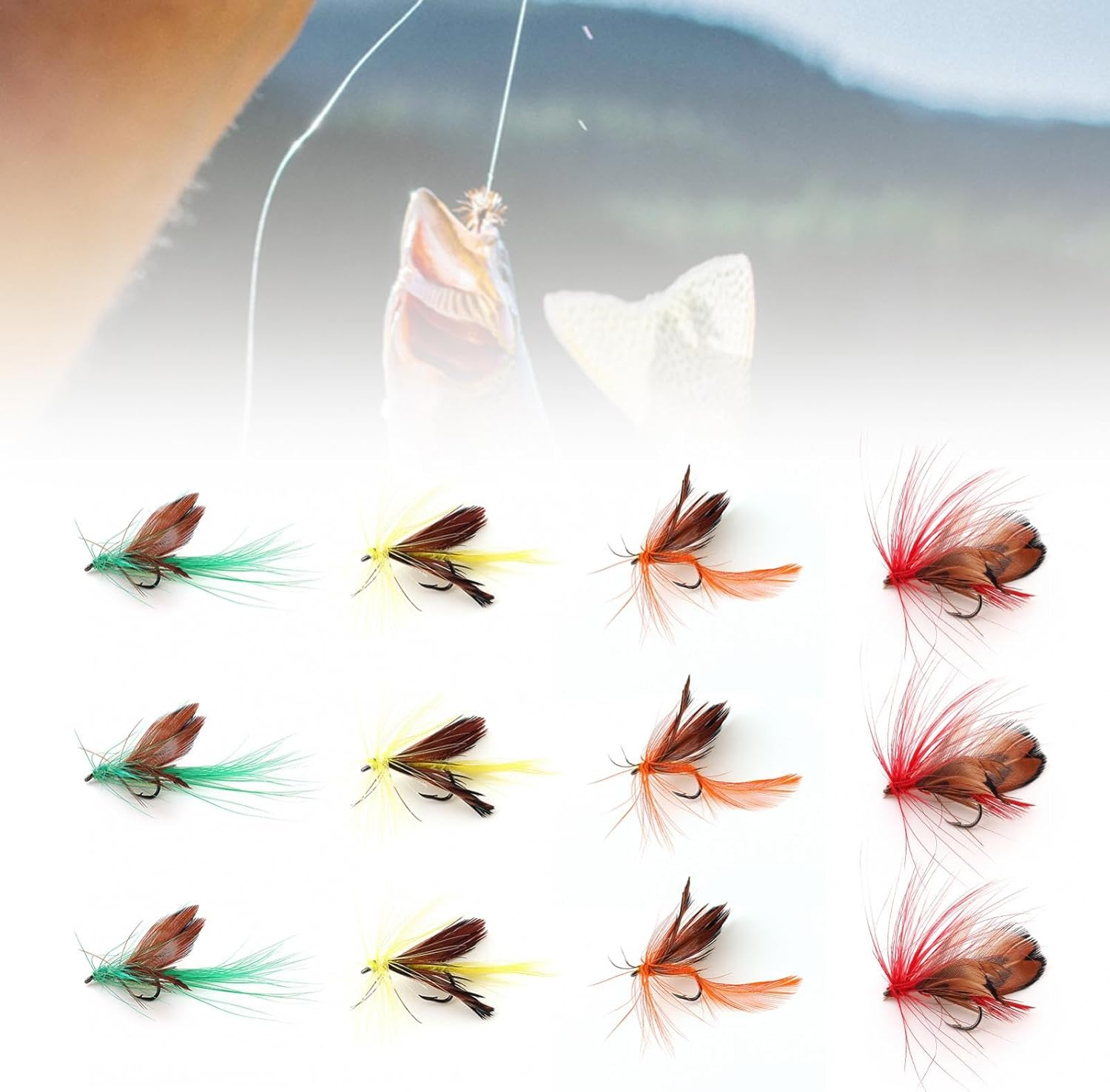 Origlam 12Pcs Butterfly Fly Fishing Lure, Handcrafted for Bass Panfish Trout Salmon image number 5