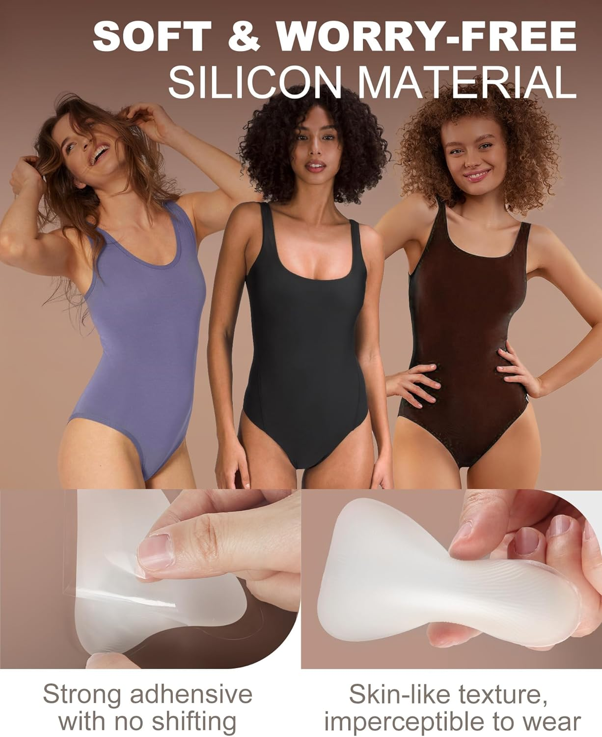 CICKEE Camel Toe Concealer Reusable Silicone Prevention Underwear for Women Cameltoe Hider Cover Insert Pad for Yoga Swimsuit Leggings Activewear Bikini - 3 Pack in Nude 1 Pack in Transparent image number 1