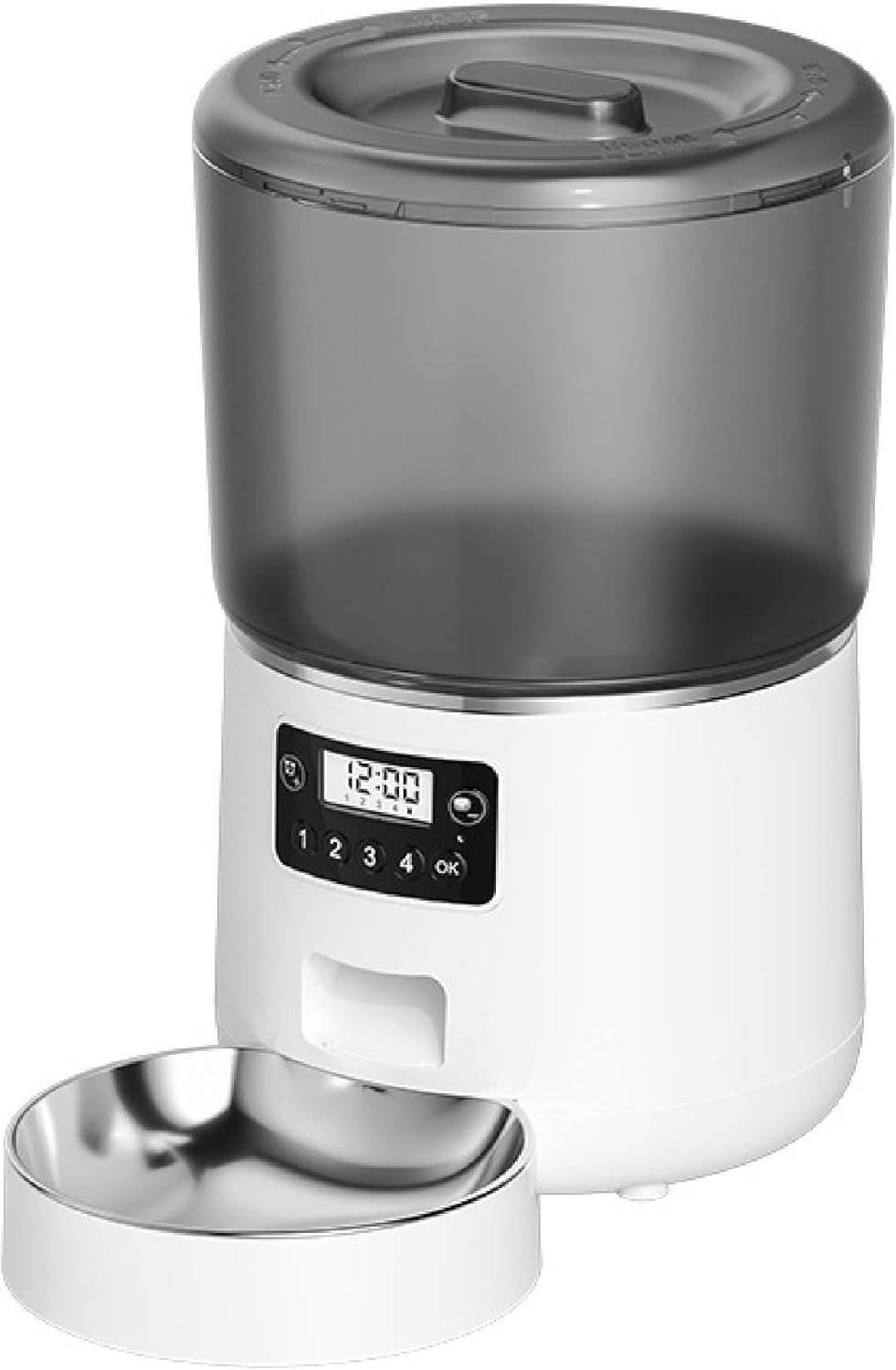 Automatic Cat Feeder, 4L Timed Cat Food Dispenser for Cats & Dogs, Programmable 1-4 Meals/Day, 1-9 Portions/Meal, Stainless Steel Bowl, Reliable Pet Feeder for Fresh & Flexible Feeding