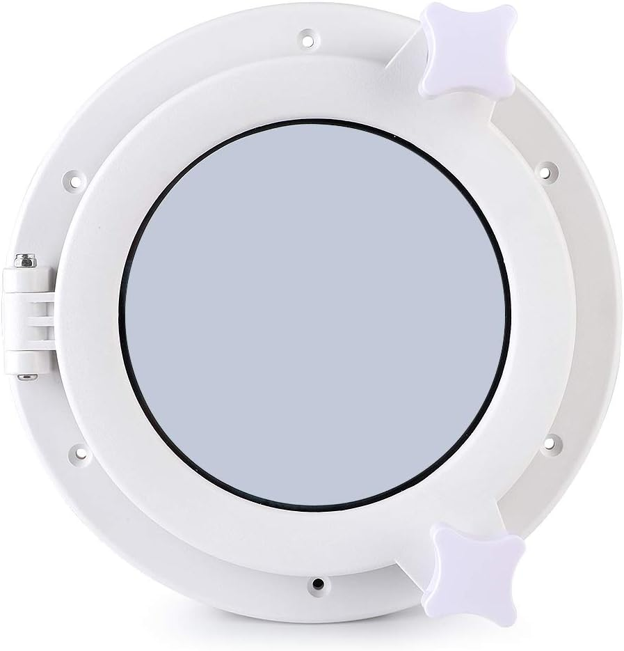 215Mm round Porthole Lighting Ventilation Yacht RV Hatch Window Portlights ABS Anti-Aging Anti-Uv Tempered Glass Stainless Steel White image number 4