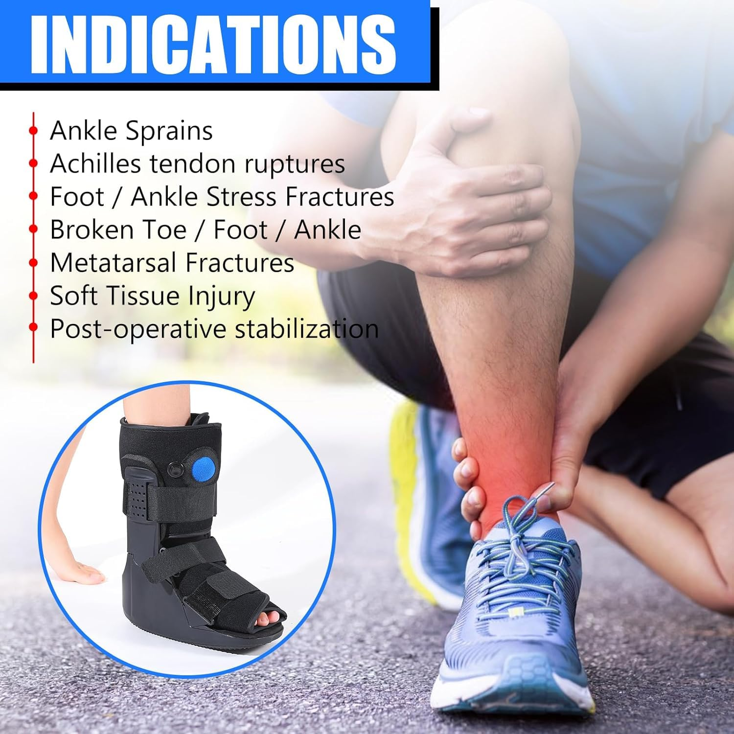 Inflatable Walking Boot Air Cam Walker Fracture Boot for Broken Foot, Sprained Ankle Short Walker Brace for Foot Pain Recovery, Stress Fracture, Achilles Tendonitis (S) image number 6