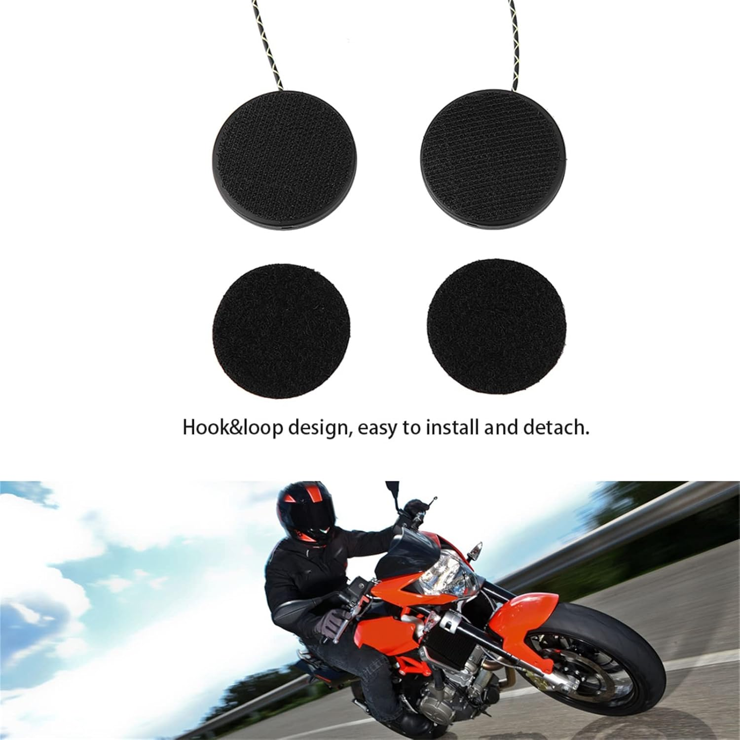 Motorcycle Helmet Headset, Waterproof Motorcycle Headphones Wired Helmet Sports Headset Helmet Earphone Universal Racing Helmet Speakers for Motorcycle Skiing image number 6