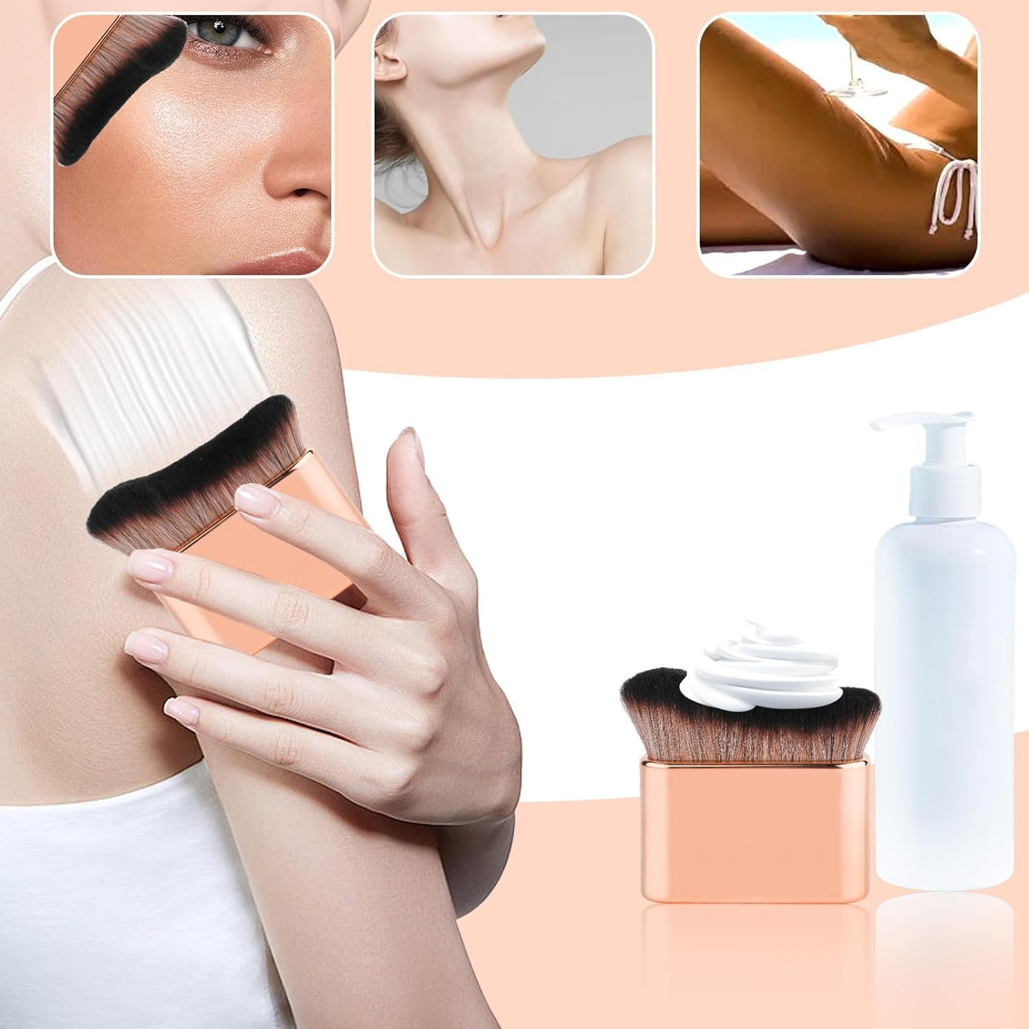 Body Tanning Brush Siren Makeup Brush,2Pcs Siren Makeup Brush Siren Foundation Brush,Self Tanning Brush Body Makeup Brush Self Tanner Body Face Blending Brush,Self Tan Brush Self Tanning Brush,Color A image number 3