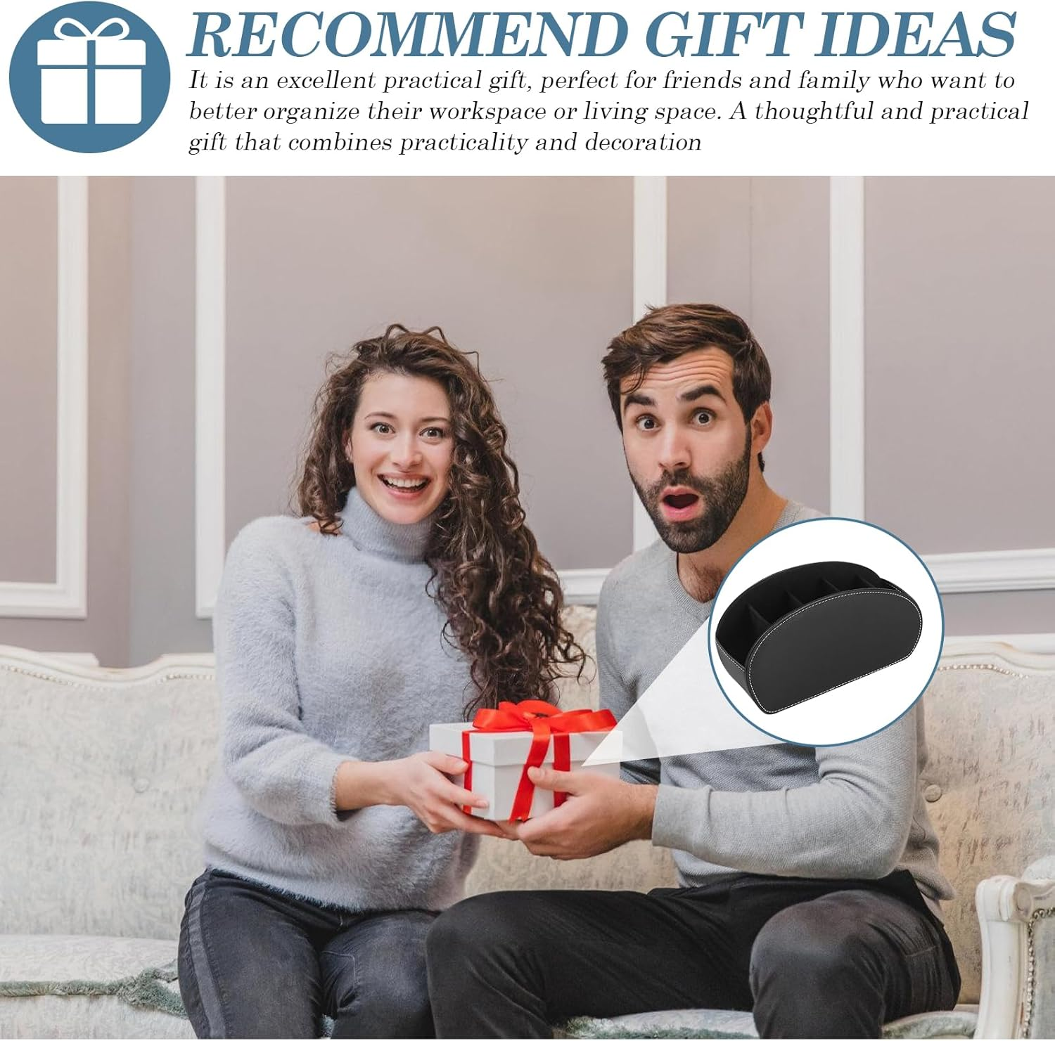 WIYETY Remote Control Holder with 5 Pockets: Remote Control Storage, Desk Organiser, for Remote Controls, Notebooks, Stationery, Pens, Mobile Phone - Black image number 6