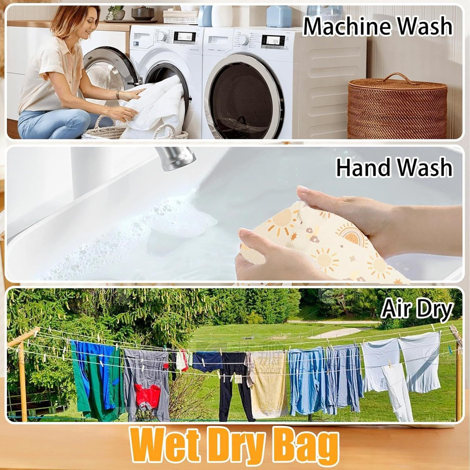 Wet/Dry Bag, Swimming Bag Set of 3, Waterproof Changing Bag for Kids Outdoor Activities, Swimming Pool, Camping, Sports Travel with Swimsuit Bag, Single Attributes, Siehe Beschreibung, See image number 2