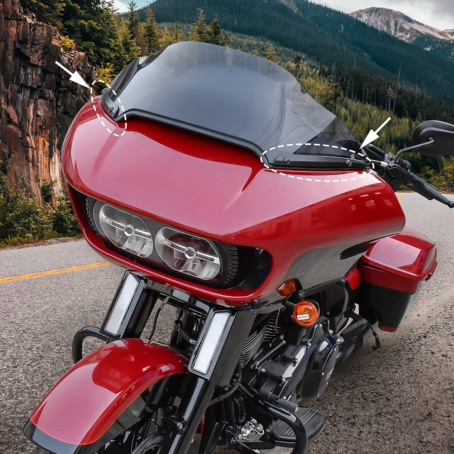 Motorcycle Windshield Side Trim for Harley Road Glide, Motorcycle Split Front Windscreen Side Trim for Harley Road Glide Ultra FLTRU FLTRX Special FLTRXS 2015-2022 Accessories (2PCS)