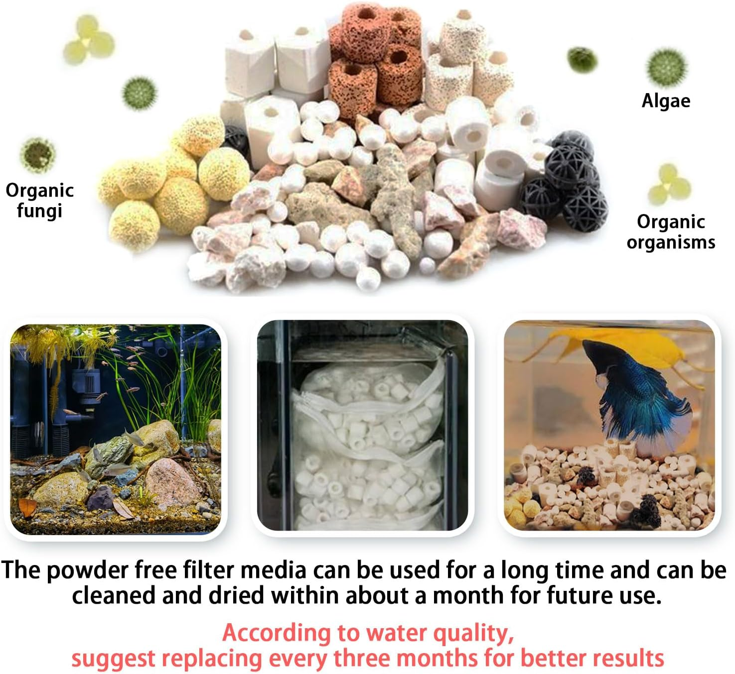 Aquarium Filter Media 12In1 Ceramic Bio Ball Filter Media 420Gx2Bag for Aquarium Fish Tank Pond Filter,Decorations, Accessories for Water Purification, Algae Prevention,And PH Stabilization