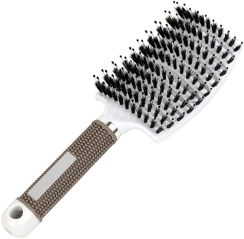 Nylon Boar Bristle Hair Brush Hairbrush Smooth Hair Head Scalp Massage Comb Curved & Vented Detangling Hair Brush for Women Long, Thick, Curly and Tangled Hair