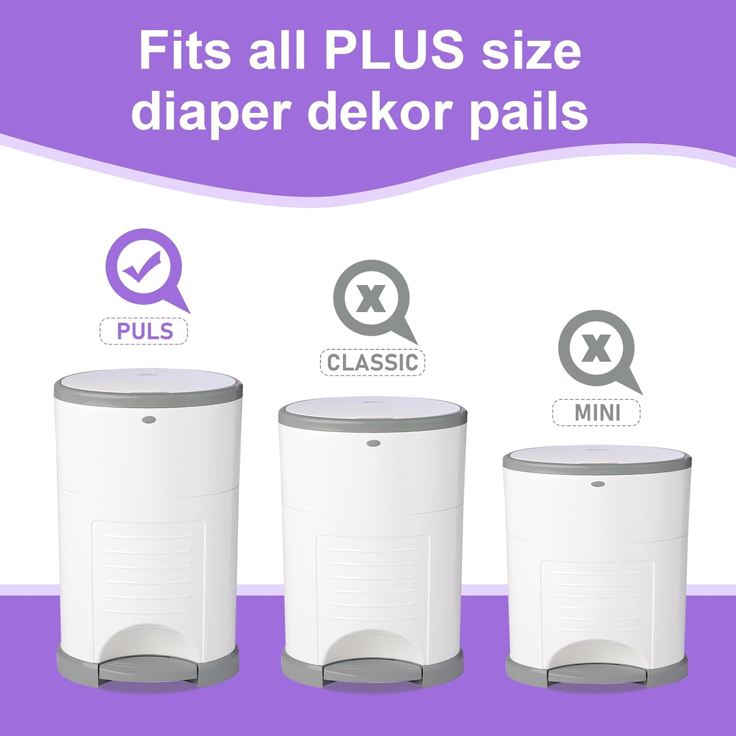 Refills Compatible with Dekor plus Diaper Pail,4 Pack Disposable Diaper Pail Refills, Easy to Replace and Dispose Diaper Trash Bags, Holds up to 2320 Diapers,Lavender Scent image number 5