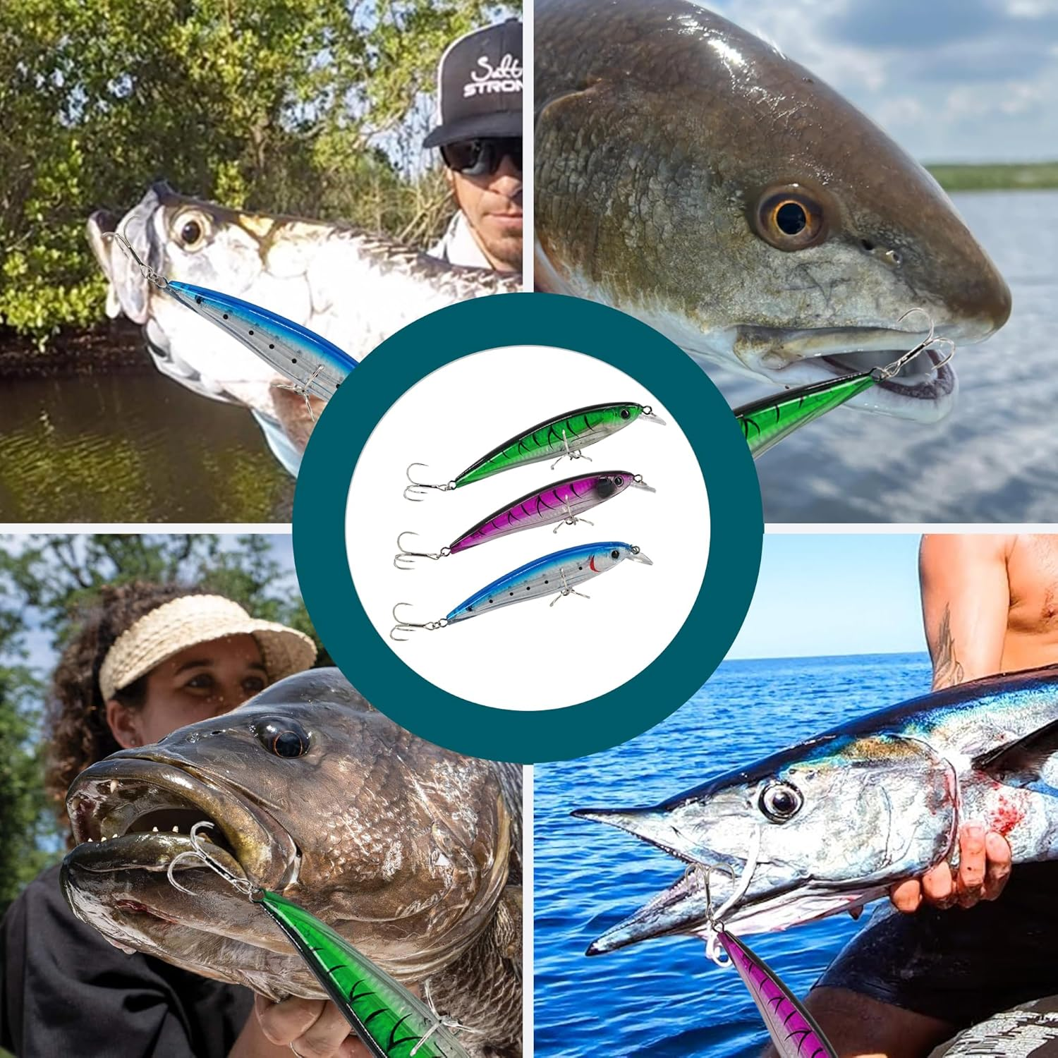 Keencatch Topwater Minnow Lure for Saltwater Fishing, Long-Casting Shallow Diver for Rock Fishing, Big Jerkbait for Kingfish, Bonitos, Salmon and Other Pelagic Fish image number 1