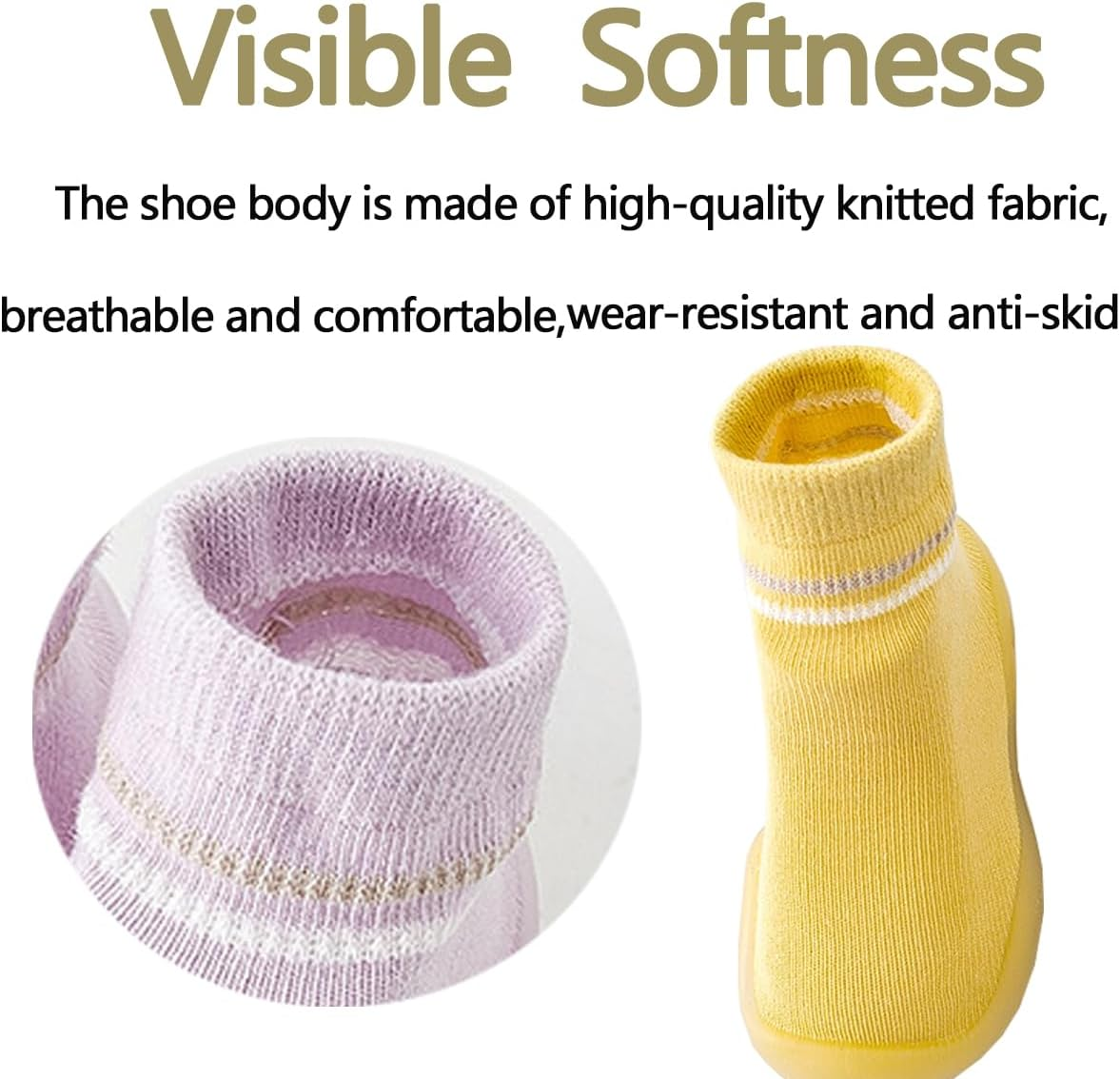 Jopenope Baby Shoes Toddler Shoes Socks First Walking Shoes Sock Non Slip Lightweight Slip-On Shoes Floor Socks with Soft Rubber Sole for Baby Boy Girl image number 2