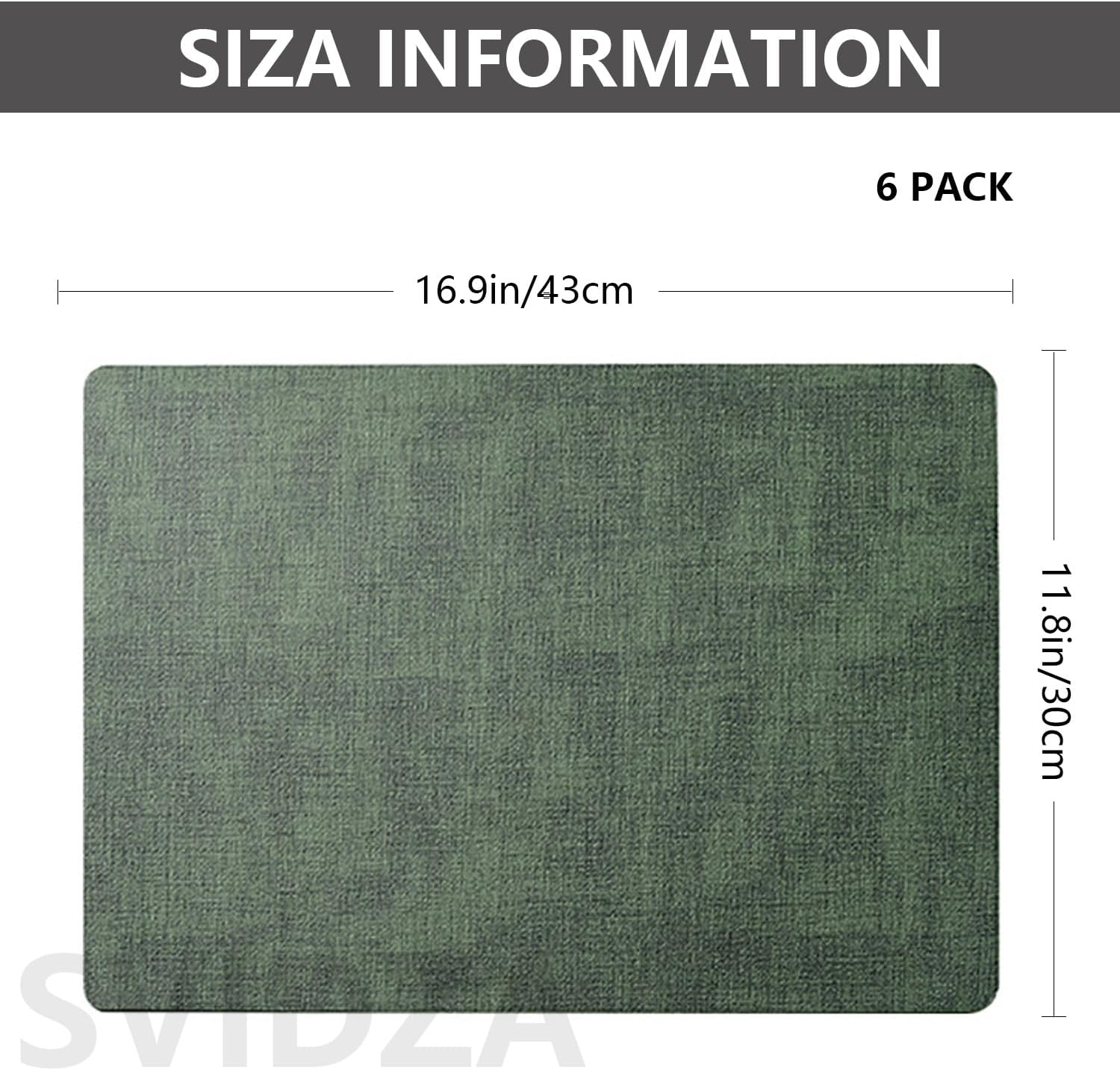 Placemats for Dining Table Set of 6 | Heat Resistant, Waterproof & Washable | Non-Slip, Stain Resistant & Easy to Clean | Table Mats for Indoor&Outdoor, Restaurants and Kitchens - 43X30Cm, Dark Green image number 2