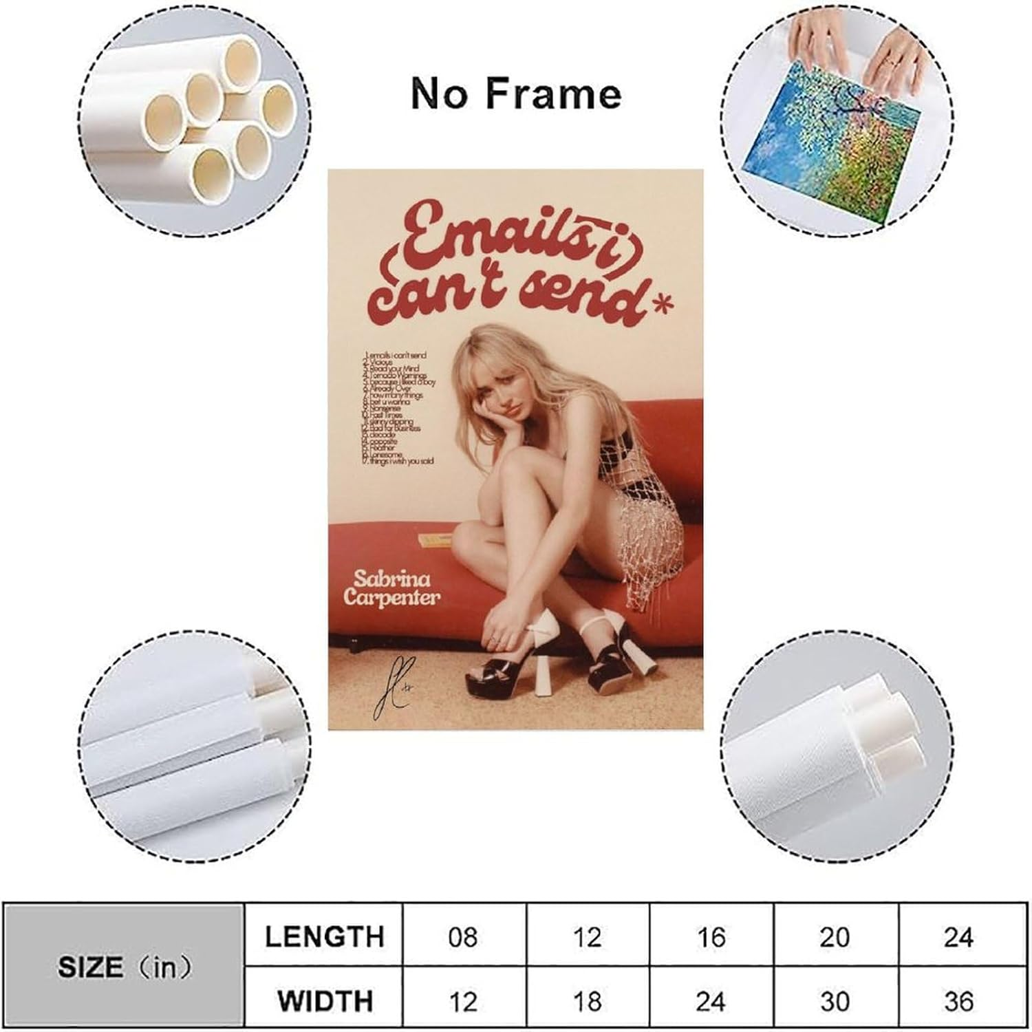 Singer Sabrina Carpenter Poster Music Cover Poster Canvas Painting Wall Art Picture Home Decor Print for Bedroom Living Room Dorm Study Bar Office 08X12Inch(20X30Cm) image number 3