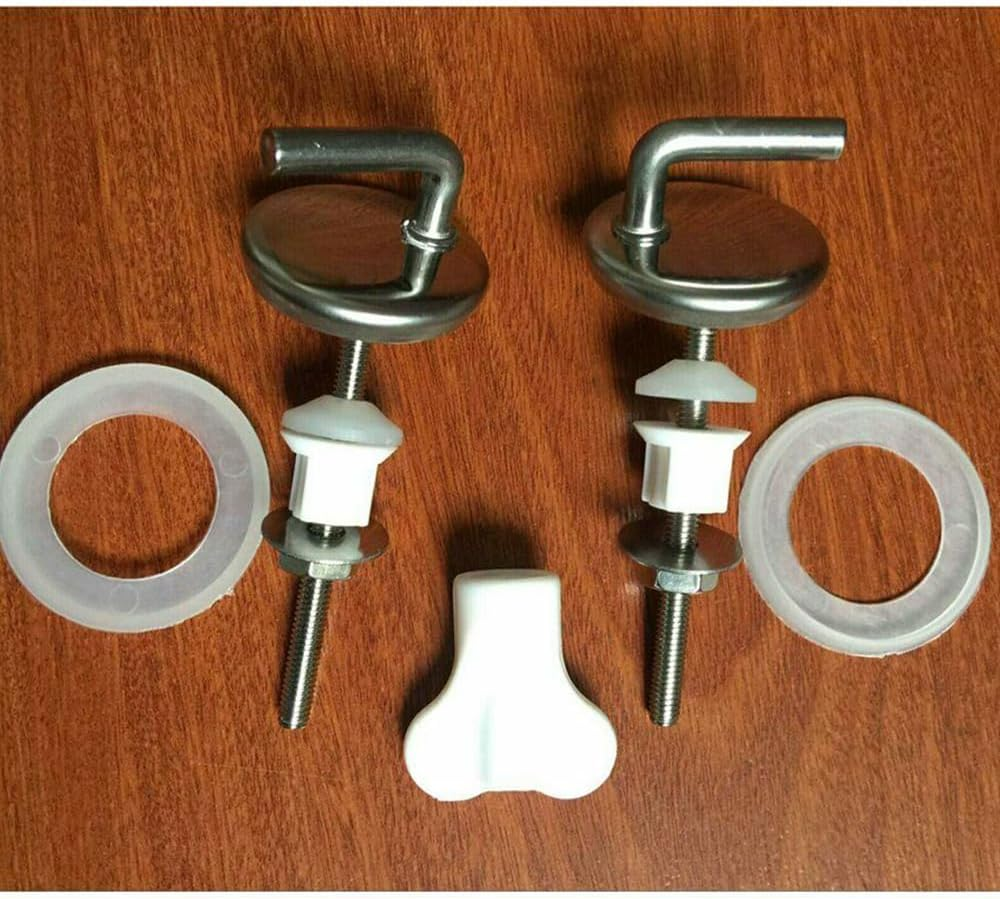 2Pcs Toilet Seat Fix Fitting Stainless Back to Wall Replace Quick Release Hinges image number 2