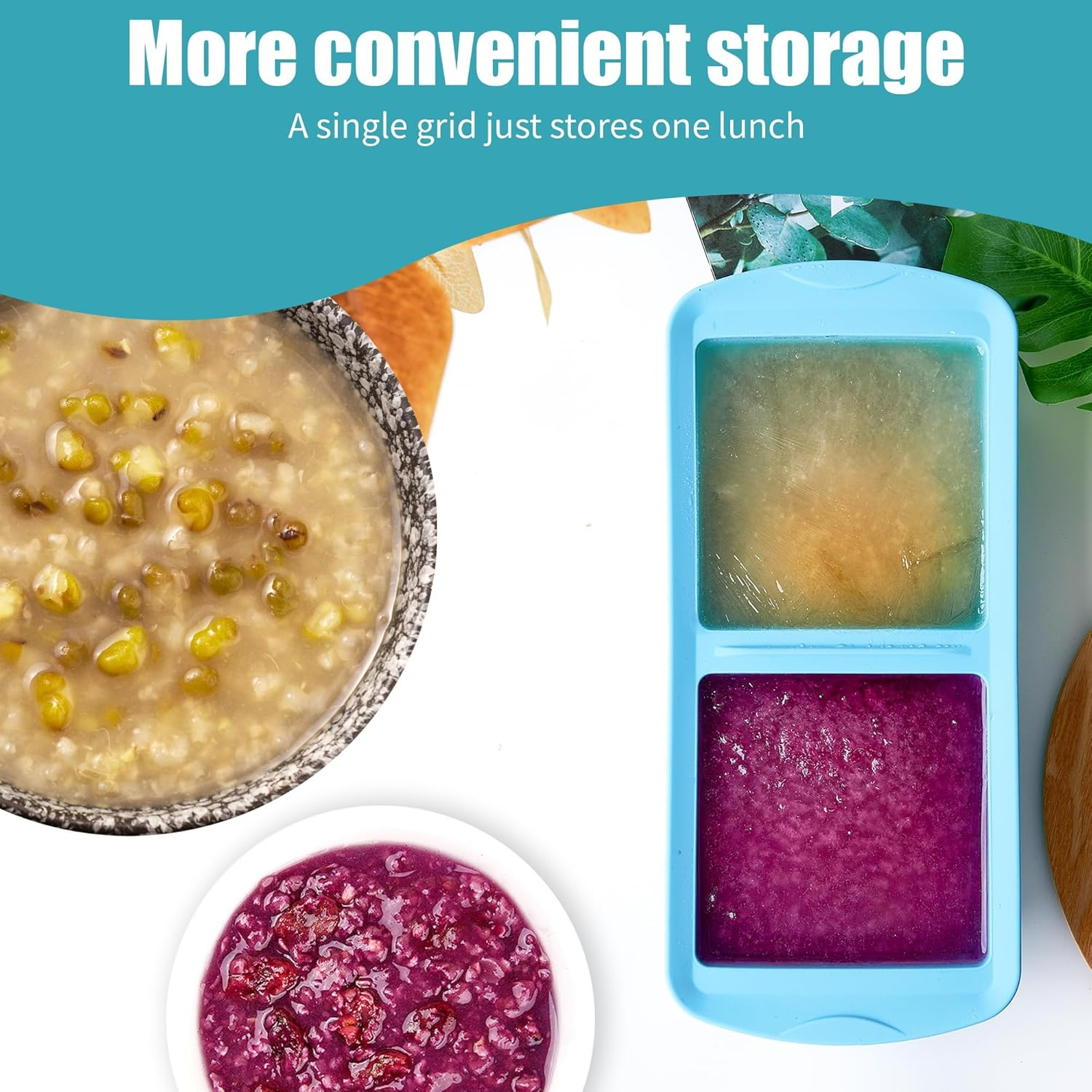 MAKTOR 2 Pack Silicone Freezer Trays with Lids, Reusable Ice Mold & Storage Container - Makes 4 Large 500Ml Cubes for Freezing Soup, Stew & Sauce, Oven & Dishwasher-Safe image number 4