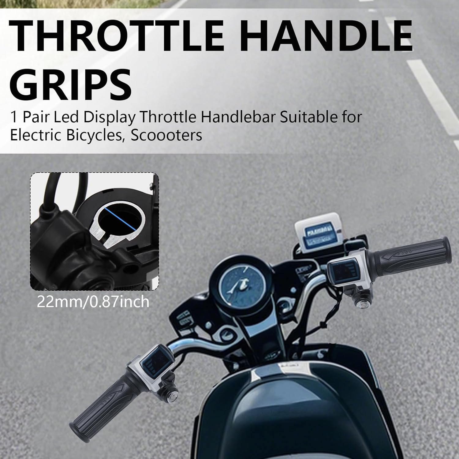 Electric Bike Throttle, 48V Half-Twist Throttle Grip Lock Key Set LED Display Ebike Throttle for Ebike Motorcycle Scooter image number 5