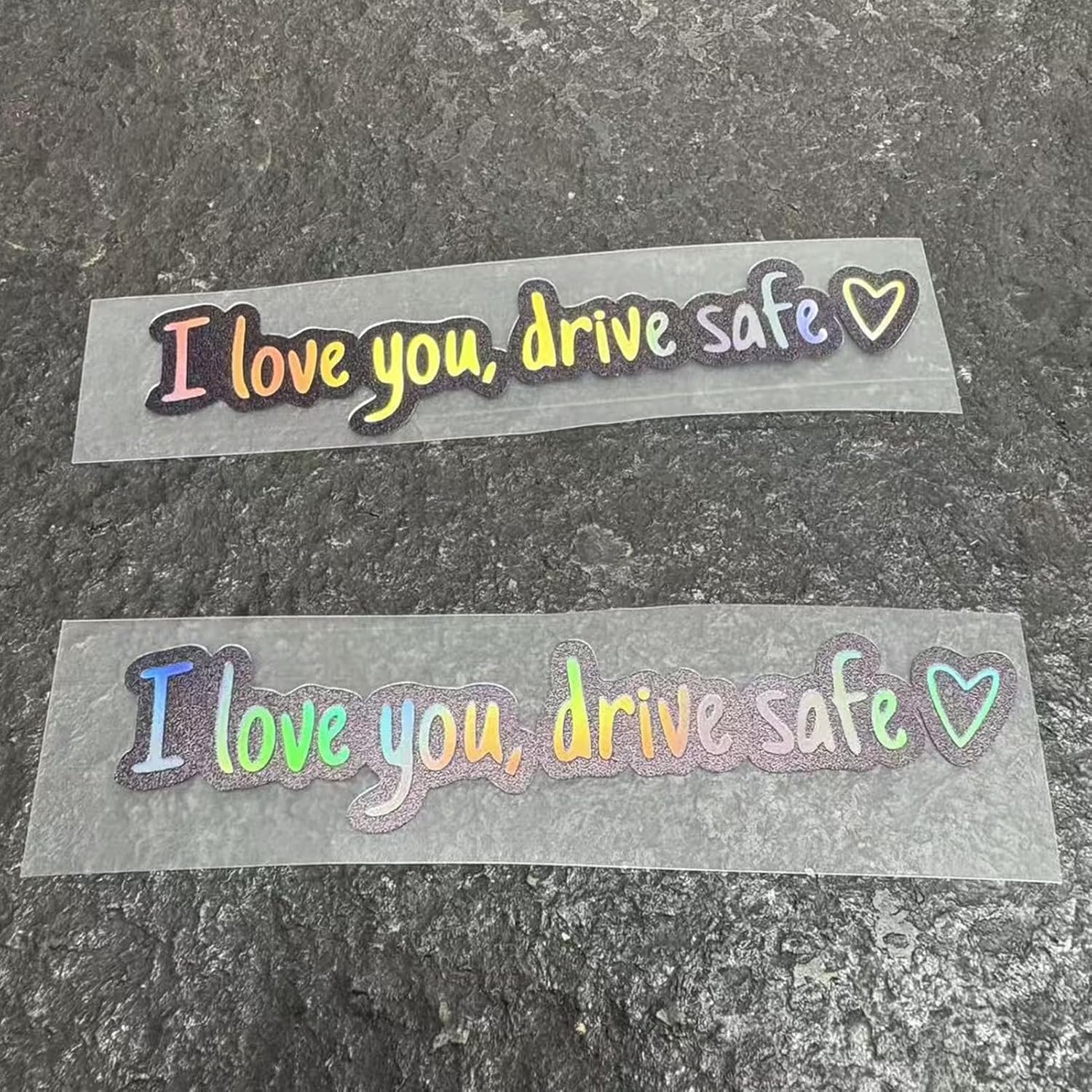 6Pcs Car Mirror Stickers | I Love You Drive Safe Sticker | Rearview Mirror Decal with Heart | Safe Driving Decals Funny Car Stickers | Waterproof Windshield Rearview Letter Sticker image number 6