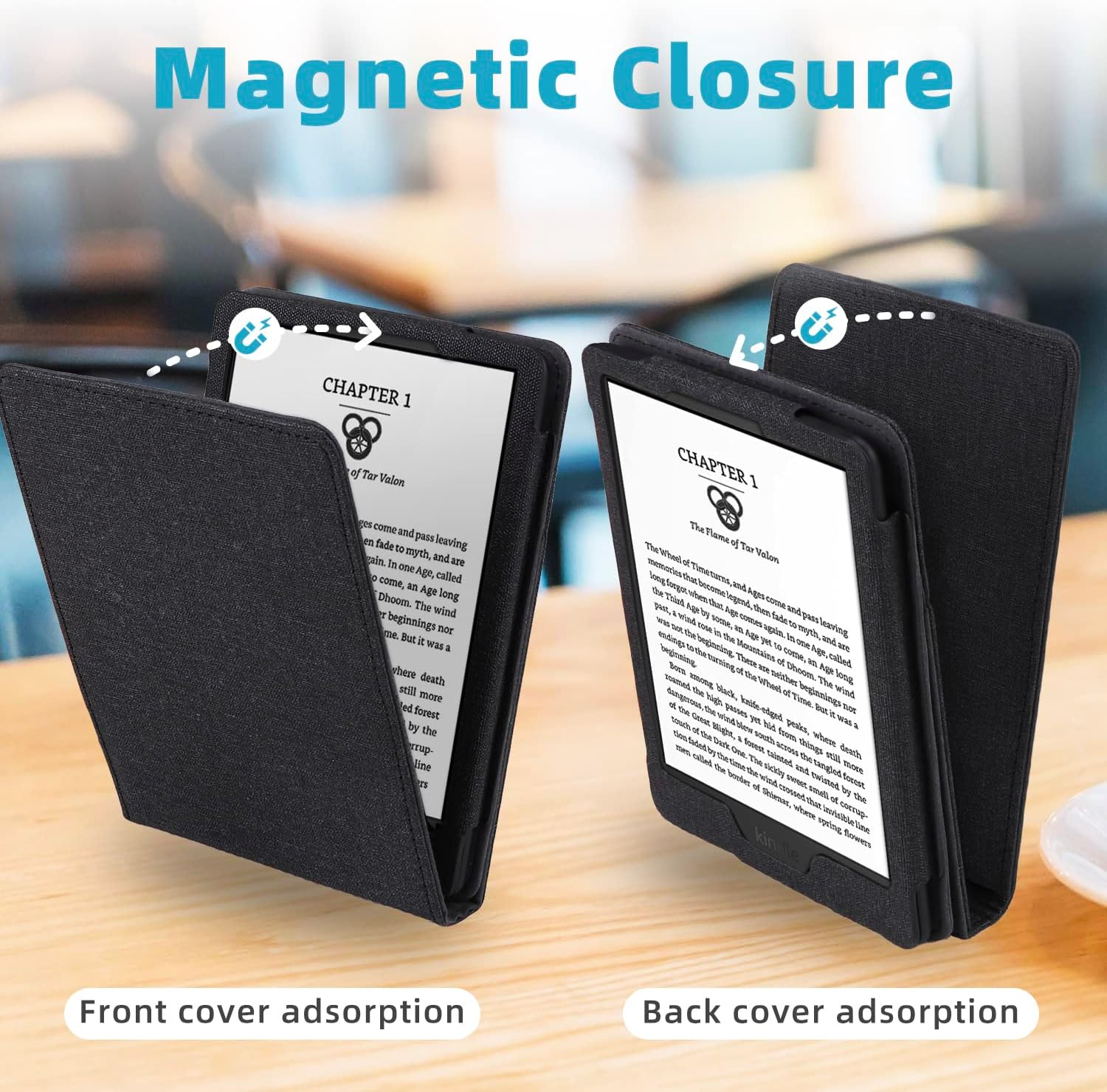 WALNEW Flip Case for 6&rdquo; All-New Kindle 11Th Gen 2024/2022(Model No. C2V2L3, RS23CV), Vertical Multi-Viewing Stand Cover with Two Hand Straps and Auto Wake/Sleep for Kindle 11Th Generation - Black image number 4