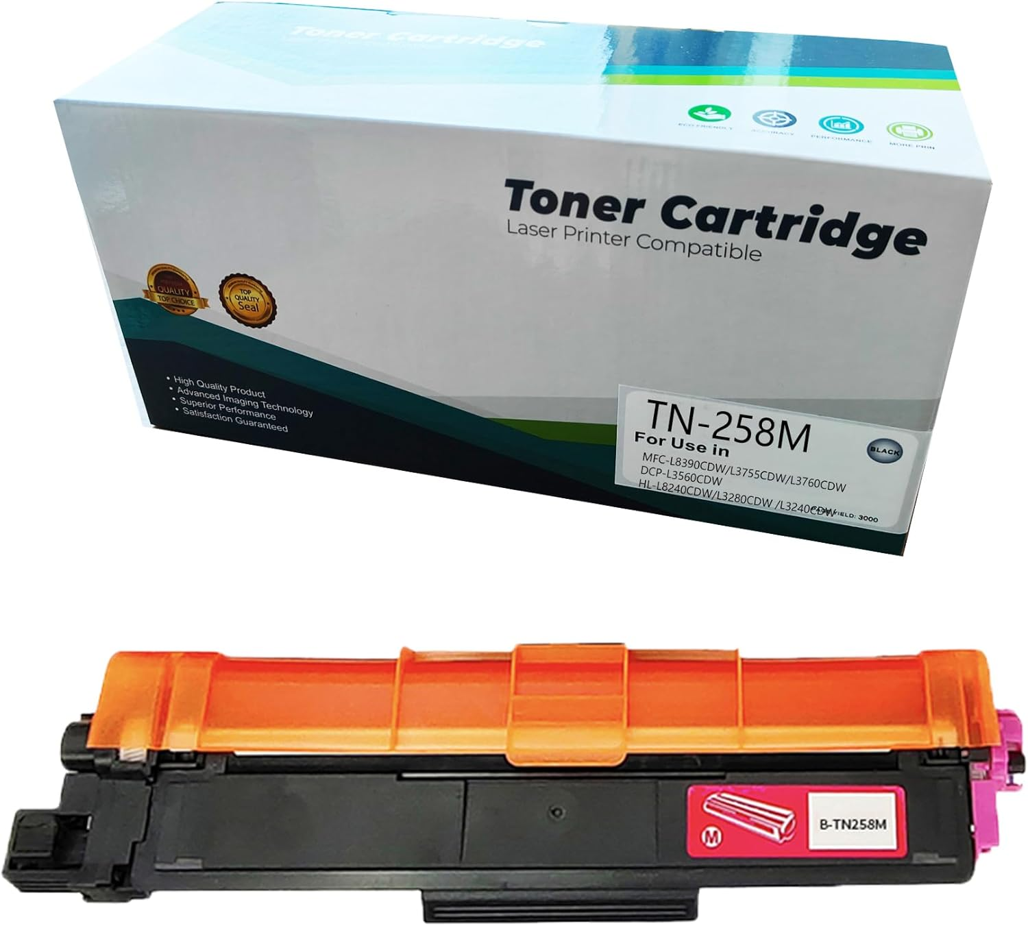JOJOBE Planet TN-258M Compatible Toner Cartridge with Brother MFC-L8390CDW L3755CDW L3760CDW L8240CDW HL-L3280CDW L3240CDW DCP-L3520CDW L3560CDW , 1200 Pages per Cartridge Magenta image number 3