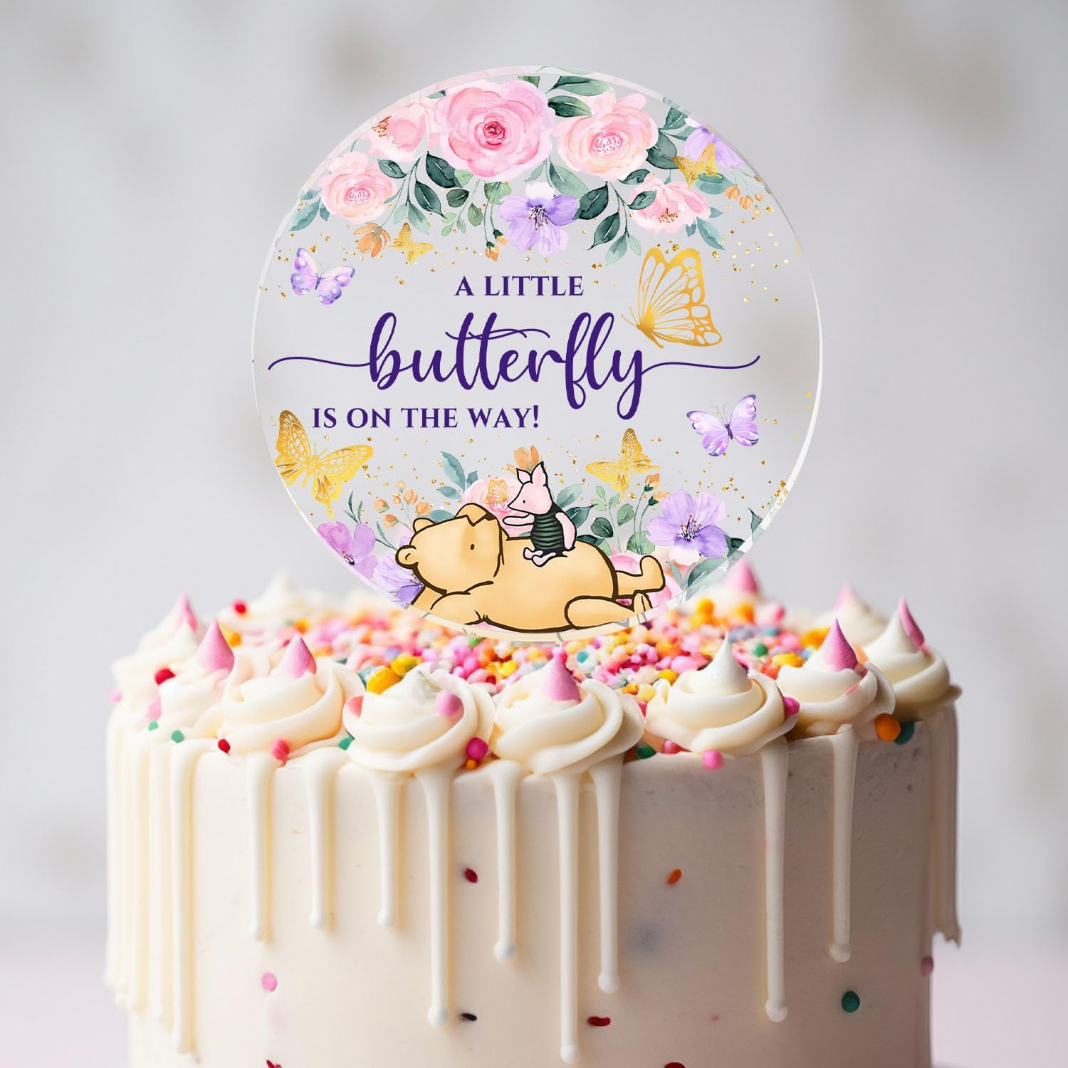 Baby in Bloom Cake Topper, Winnie Decoration Cake Topper, Baby Shower Party Decorations, Brial Shower Cake Decorations, Birthday Cake Toppers Supplies, Perfect for Birthday Wedding Party image number 2
