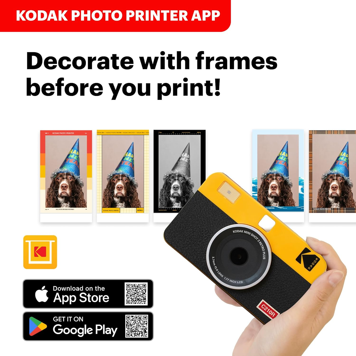 Kodak Mini Shot 2 Retro Instant Camera with Cartridge plus Accessories Bundle, Yellow image number 2