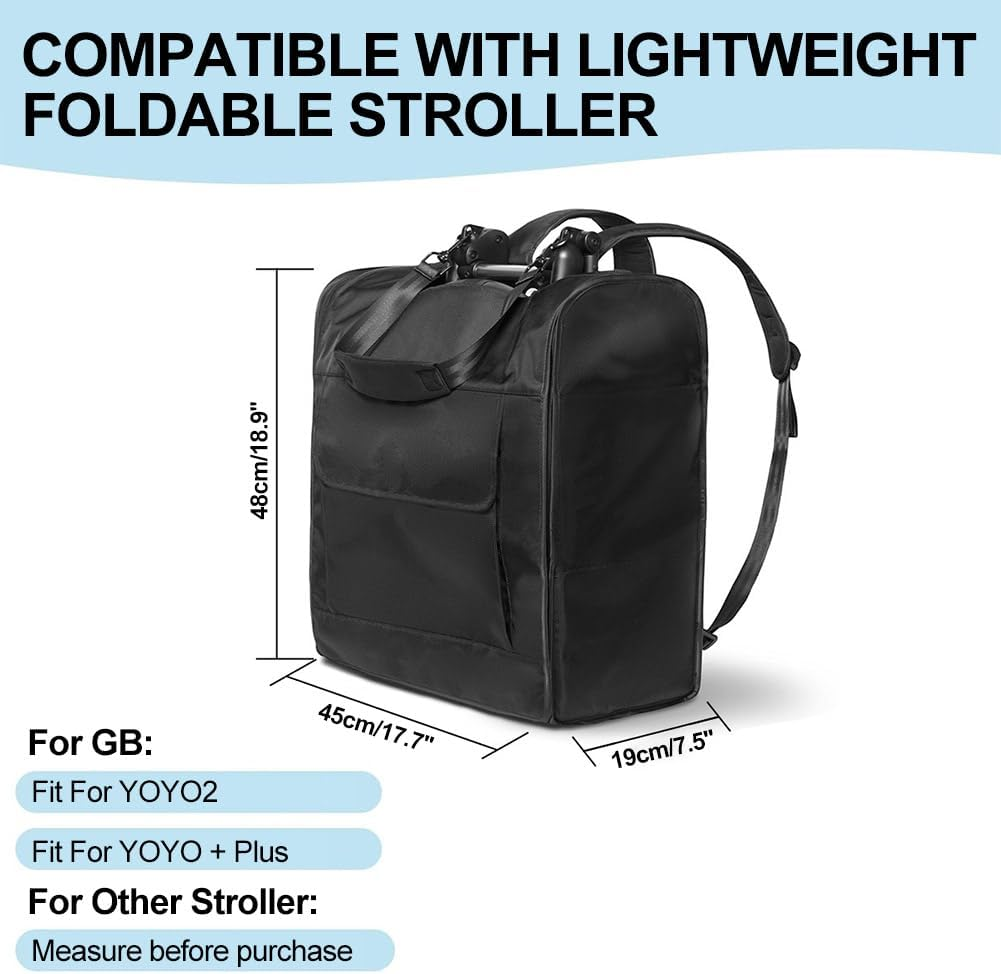 CHAOFLIGHT Stroller Storage Bag Black Compatible with Babyzen Yoyo Stroller Accessories Pram Travel Backpack Large(19 * 19 * 9 In) image number 6