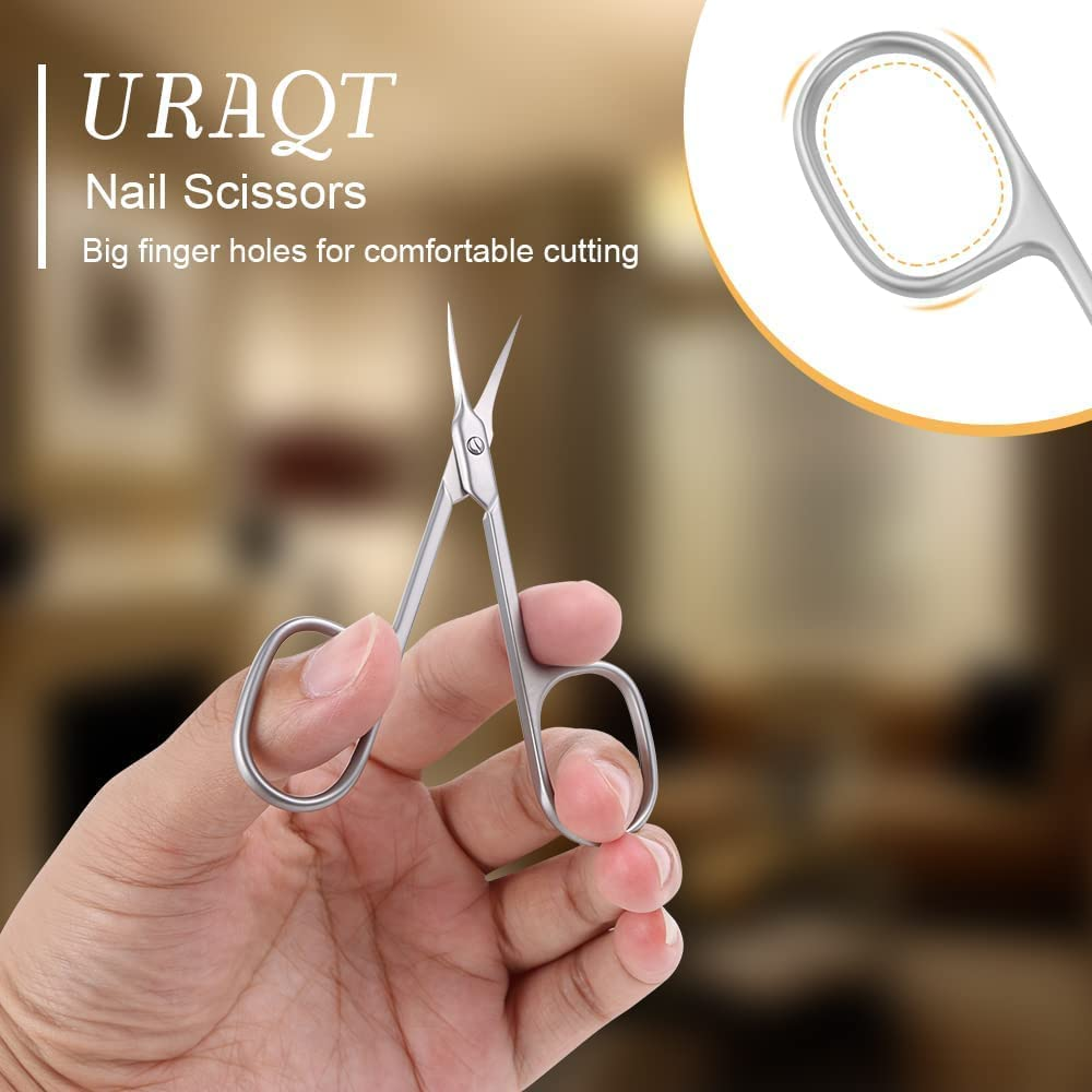 Nail Scissors, Professional Stainless Steel Curved Cuticle Scissors, Sharp Dead Skin Scissors Manicure Scissors, Pointed Beauty Scissors for Trimming Eyebrows, Nose Hair, Finger & Toe Nail Care image number 1