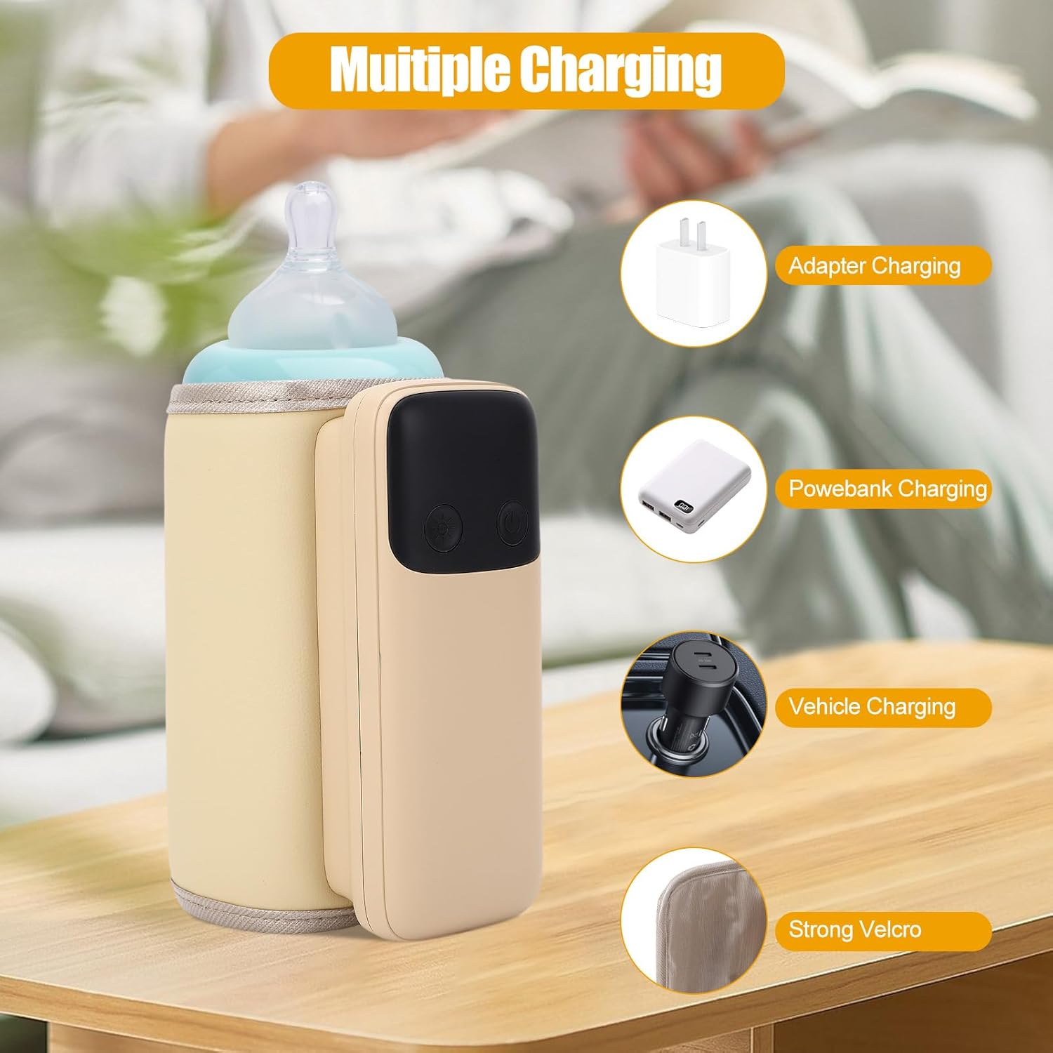 Milk Bottle Warmer Portable, Rechargeable Bottle Warming Constant Temperature Keeper, Quick Heating Baby Bottle Warmer, Insulated Sleeve for Breastmilk image number 6