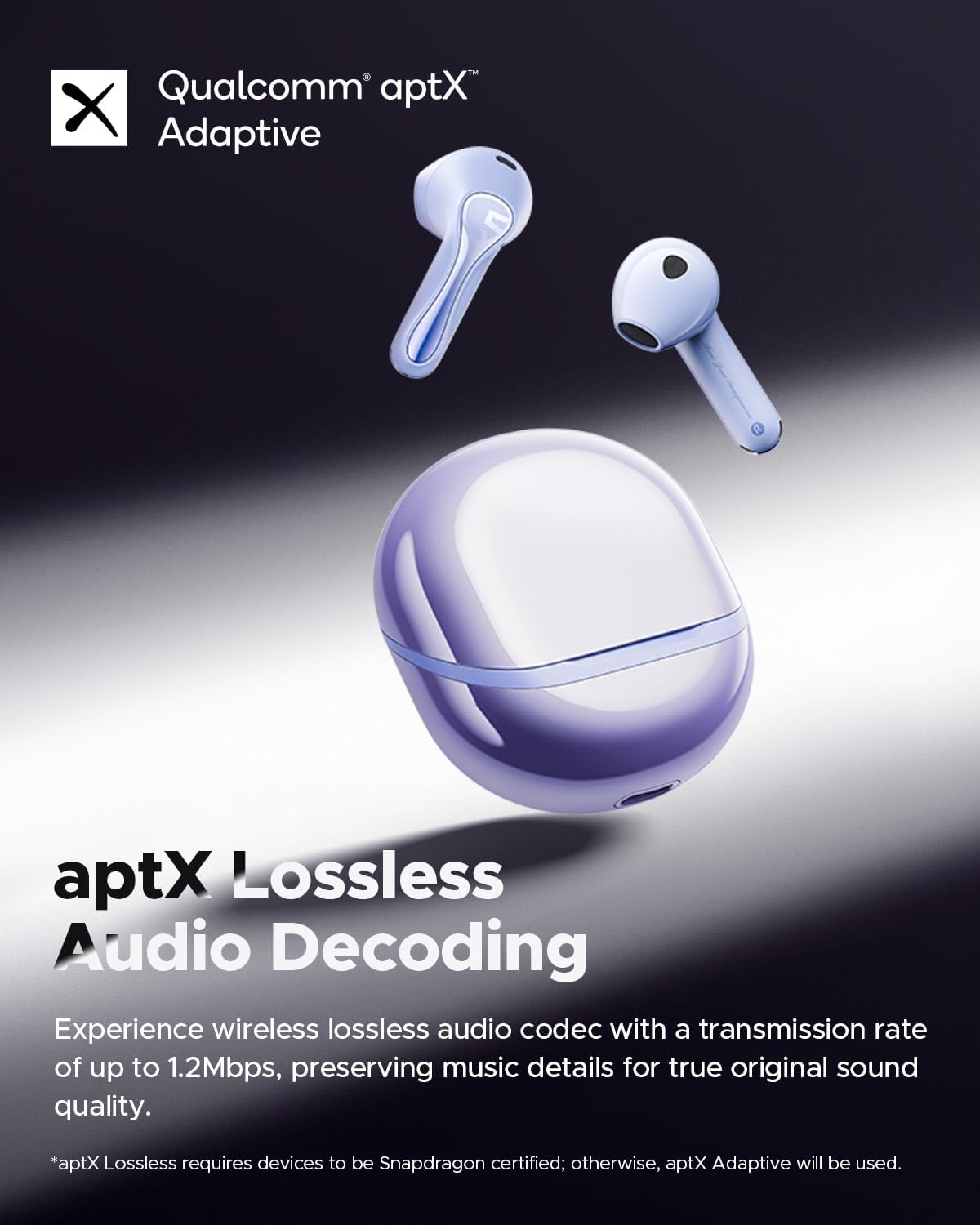 Soundpeats Air5 Wireless Earbuds with Aptx Adaptive Lossless, Bluetooth 5.4 Earphones with 6 Mics Compatible with Snapdragon Sound, 13 Mm Driver, 30H Playtime, Qualcomm QCC3091, Peatsaudio APP image number 4