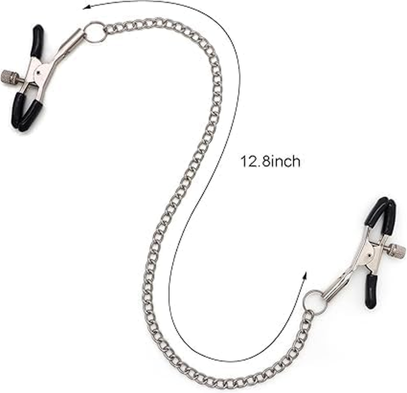 Nipple Clips Clamps for Women/Men Adjustable Pressure Breast Clamps Stainless Steel Non Piercing Nipple Rings Decorative Clip for Pleasure Toys