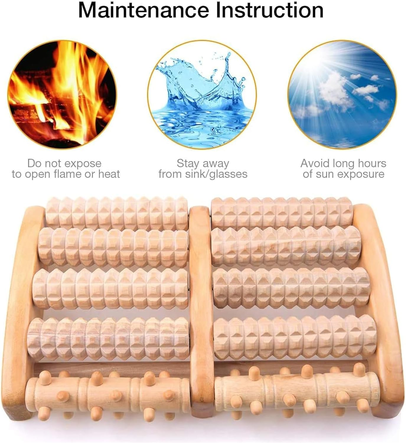 Dual Foot Massager Roller,Dual Relief for Plantar Fasciitis,Heel,Arch Pain & Stress - Acupressure Reflexology Tool for Overall Relaxation and Better Sleep,Wooden Acupressure Massage Tool image number 4