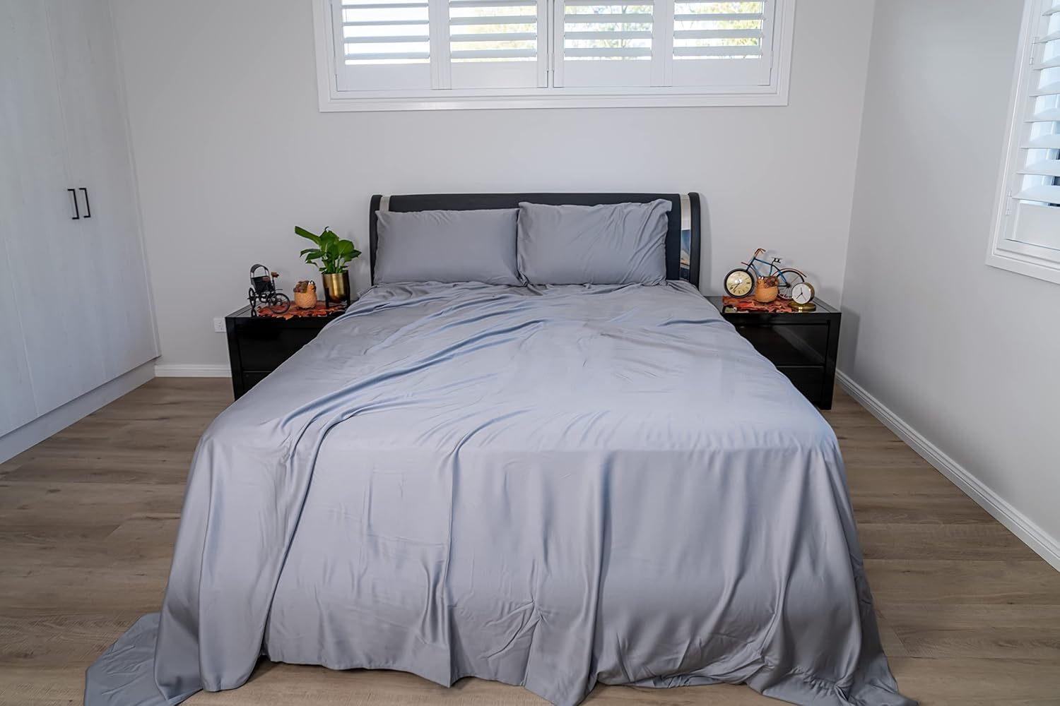 100% Lyocell Bedsheets Luxurious Feel Double Size Grey Flat Bedsheet Solid Colour Bedding & Linen Tencel Flat Sheet &hellip; image number 4