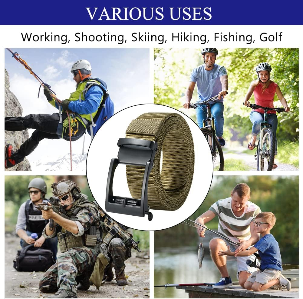 Men'S Ratchet Belts, 1 3/8" Casual Web Belt for Men with Click Buckle, Nylon Strap Easy Trim to Fit 27-44" Waist image number 6