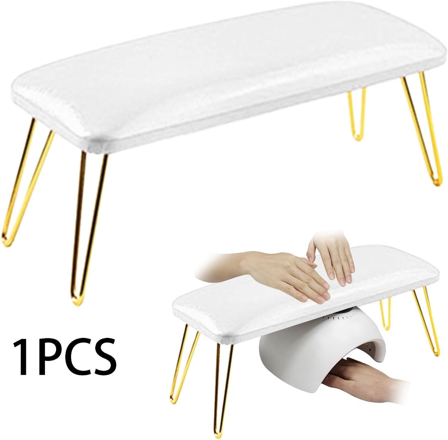 Eigell Nail Hand Rest,Manicure Nail Rest,Manicure Nail Tool,Nail Table Mat,Nail Pillow Hand Rest,For,Nail Technician Use,Must Have, White and Gold - Pink And Gold image number 6