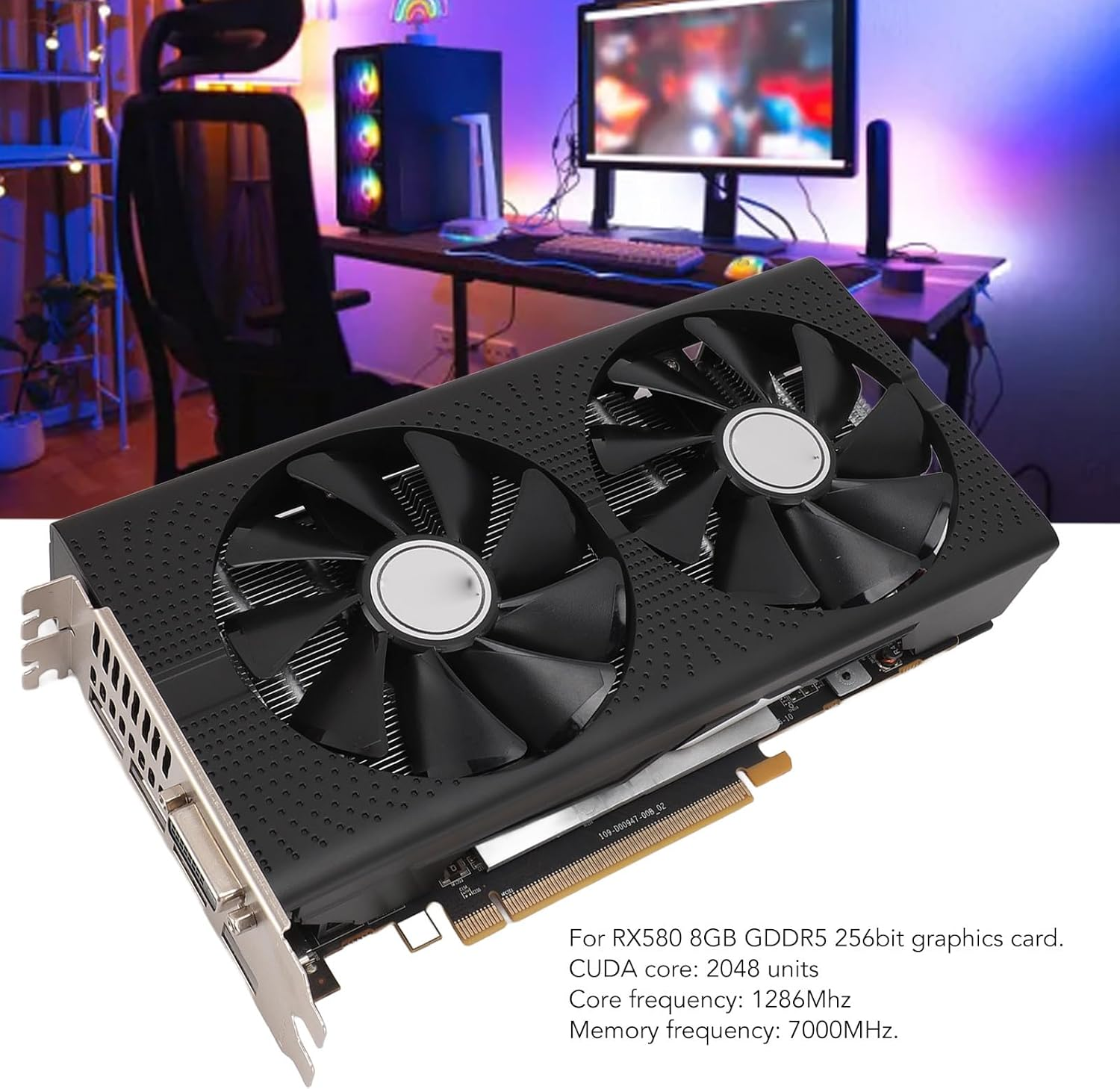 RX580 8GB GDDR5 256Bit GPU, Dual Fan Gaming Graphics Card with PCI Express 3.0, High Resolution Support, DVI HDMI DP Desktop for PC image number 4