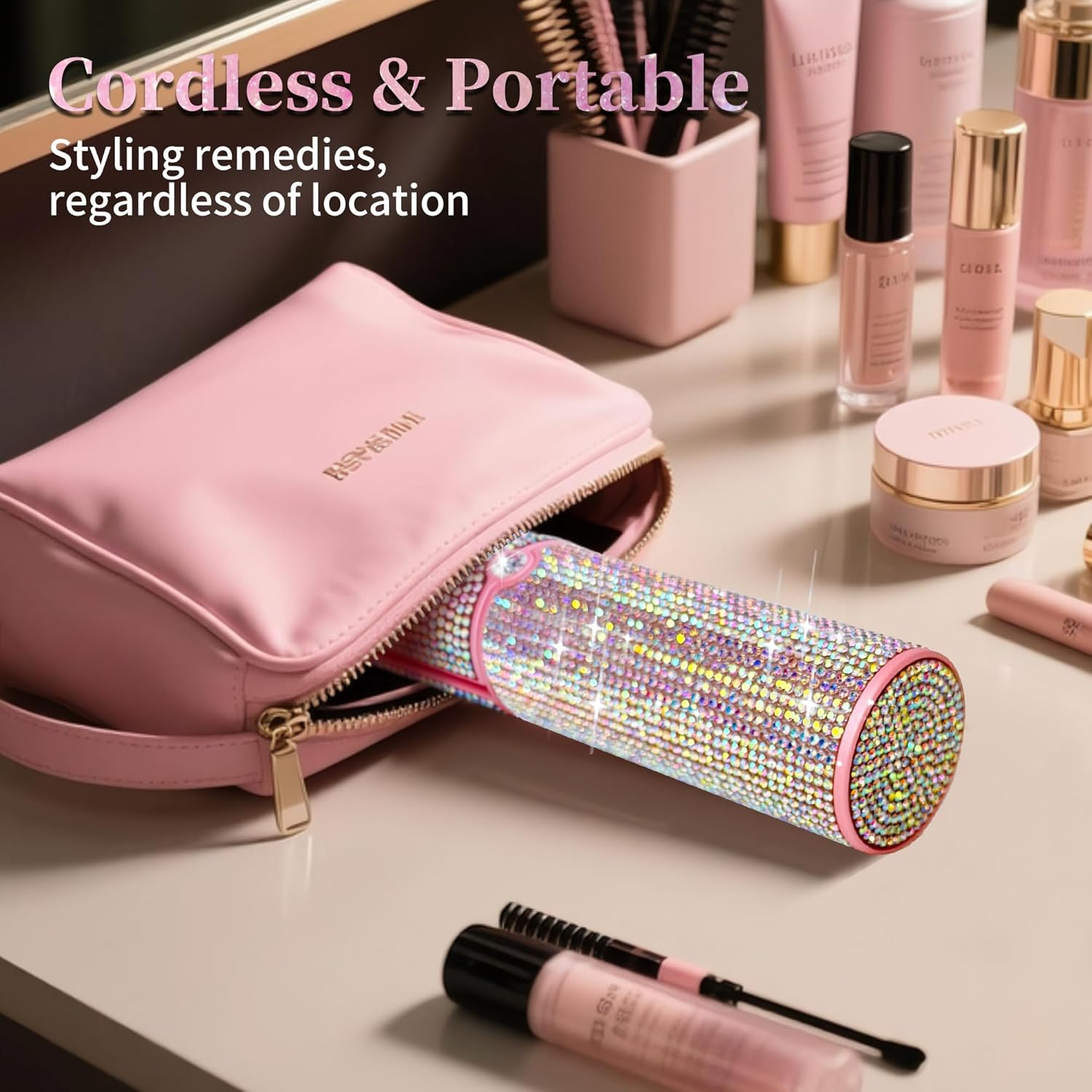 Cordless Hair Straightener, Portable Straightener 2 in 1 for Hair Straightening and Curling, Fast Heating Flat Iron, Cordless Curling Iron 5000Mah Rechargable for Travel (Mermaid) image number 2