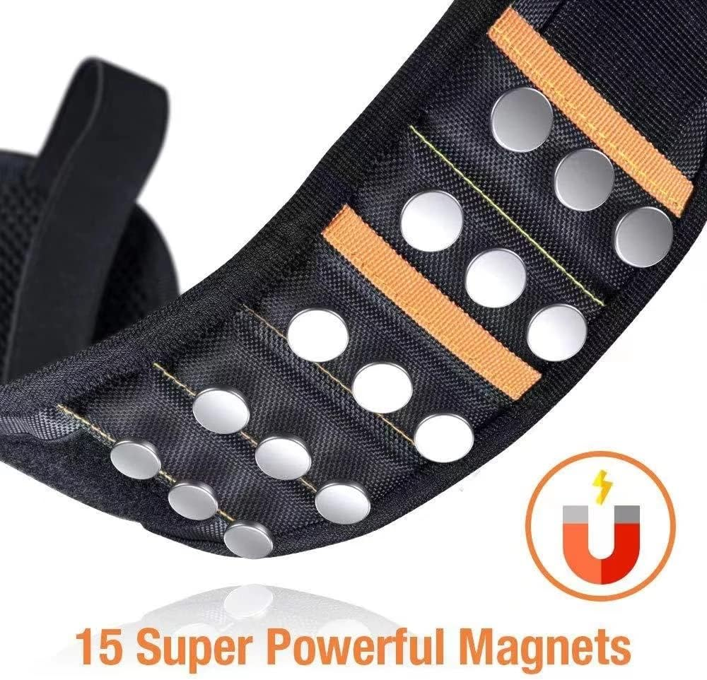 Adjustable Magnetic Wrist Band, 15 Strong Magnets Wristband for Holding Screws, Nuts, Gadgets.Tool Band Cool for Men & Women, Husband Birthday Gift Wristband image number 3