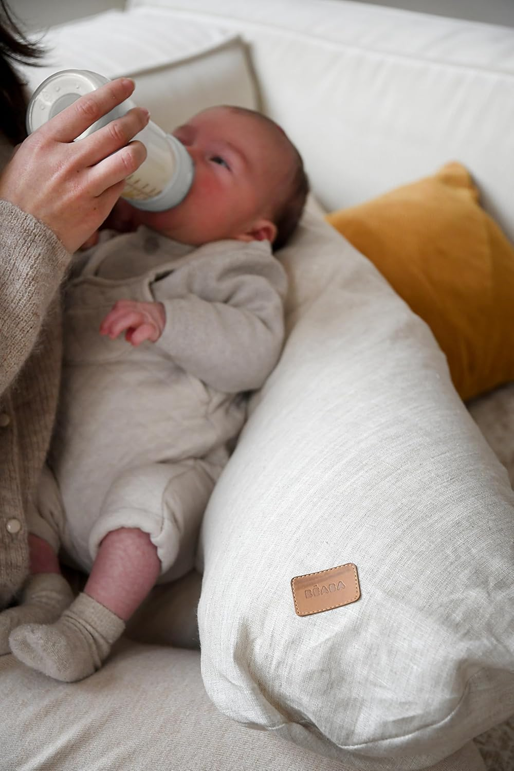 Beaba Big Flopsy Maternity and Nursing Pillow, Print Linen Natural image number 2