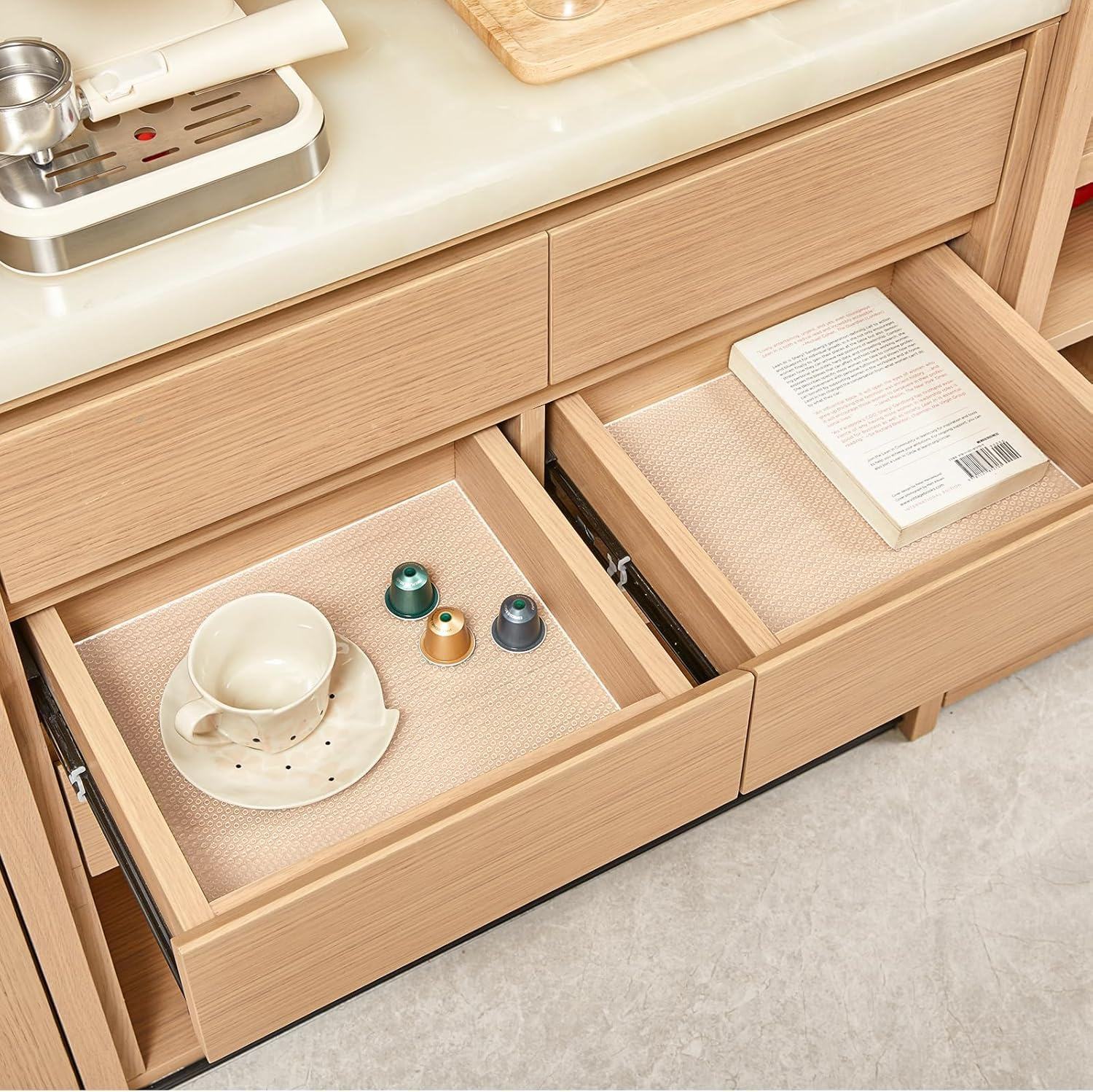 2 Pack Clear Drawer Liners Non Slip 60Cm X 500Cm - Waterproof Kitchen Shelf Liner, Transparent Cabinet & Cupboard Liner for Fridge, Pantry, Countertop - Easy Cut, Washable, Odor-Free image number 6