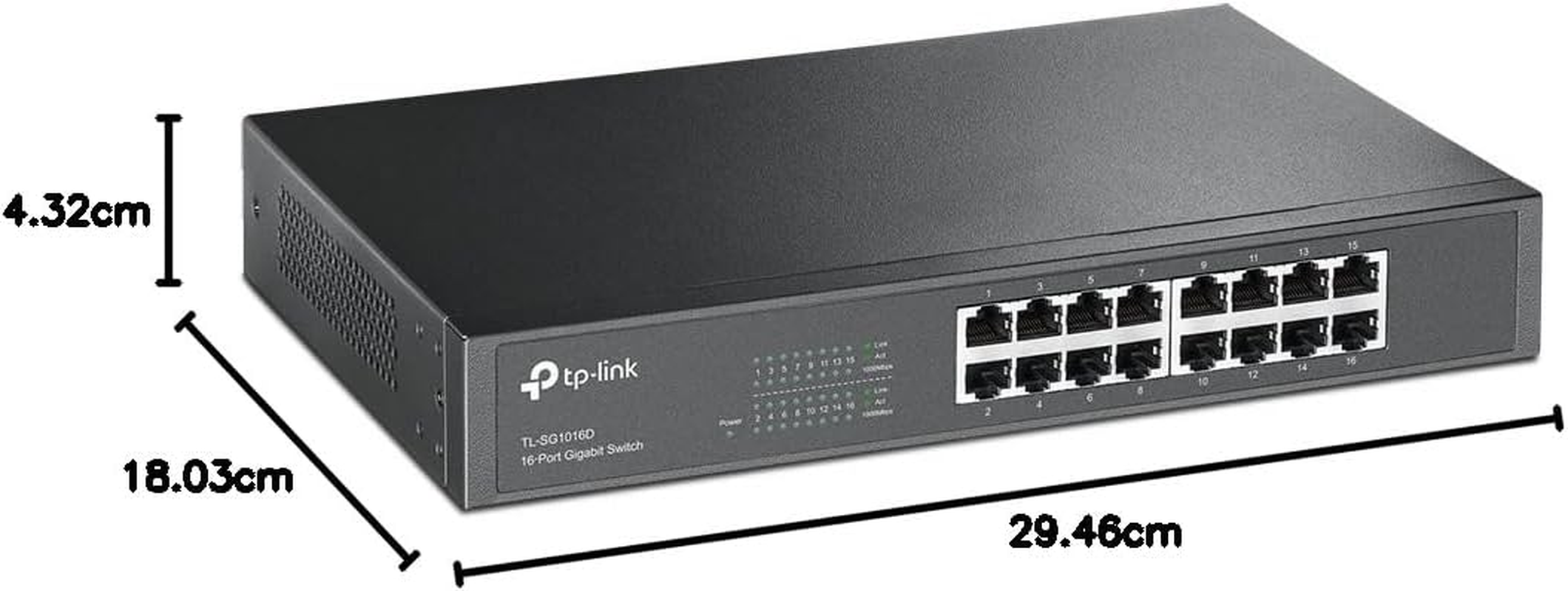 Tp-Link TL-SG1016D Poe Switch 16 Port Gigabit, 10/100/1000 Mbps, Plug & Play Network Switch,&lrm;&lrm; 802.1P/Dscp Qos, Loop Prevention Isolation Mode, Desktop/Rack Mount, Metal Case IEEE 802.3X image number 6