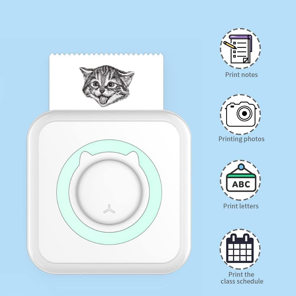 Mini Sticker Printer, Mini Thermal Printer, Mini Pocket Printer for Customized, Portable Printer for Phone, Pocket Label Printer for Memo Note (8Pcs Print Paper+5Pcs Sticker) image number 2