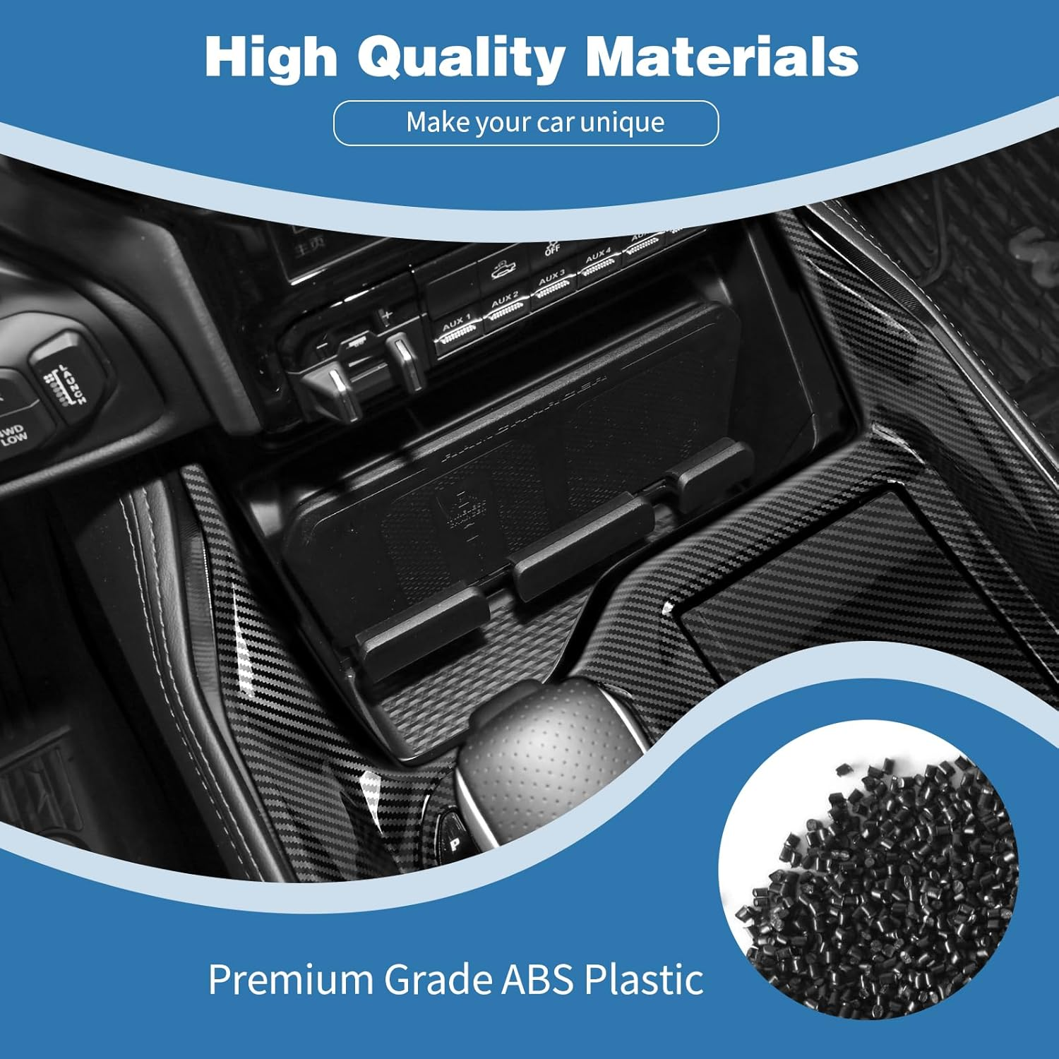 PDKLIN Carbon Fiber Gear Shift Panel Trim Cover Compatible with Dodge RAM TRX 2018 2019 2020 2021 2022 2023, ABS Interior Accessories image number 2