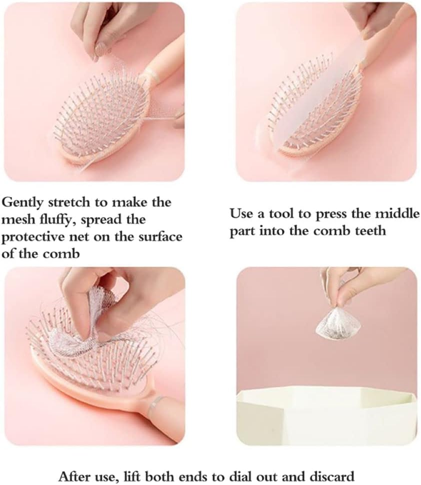 50 Pack Disposable Comb Cleaner Hair Removal Net Mesh Protection Bristle Protective Sheet Airbag Pet Pad for Removing Hair Dust - Comb Cleaner(2Black+2Pink) image number 7