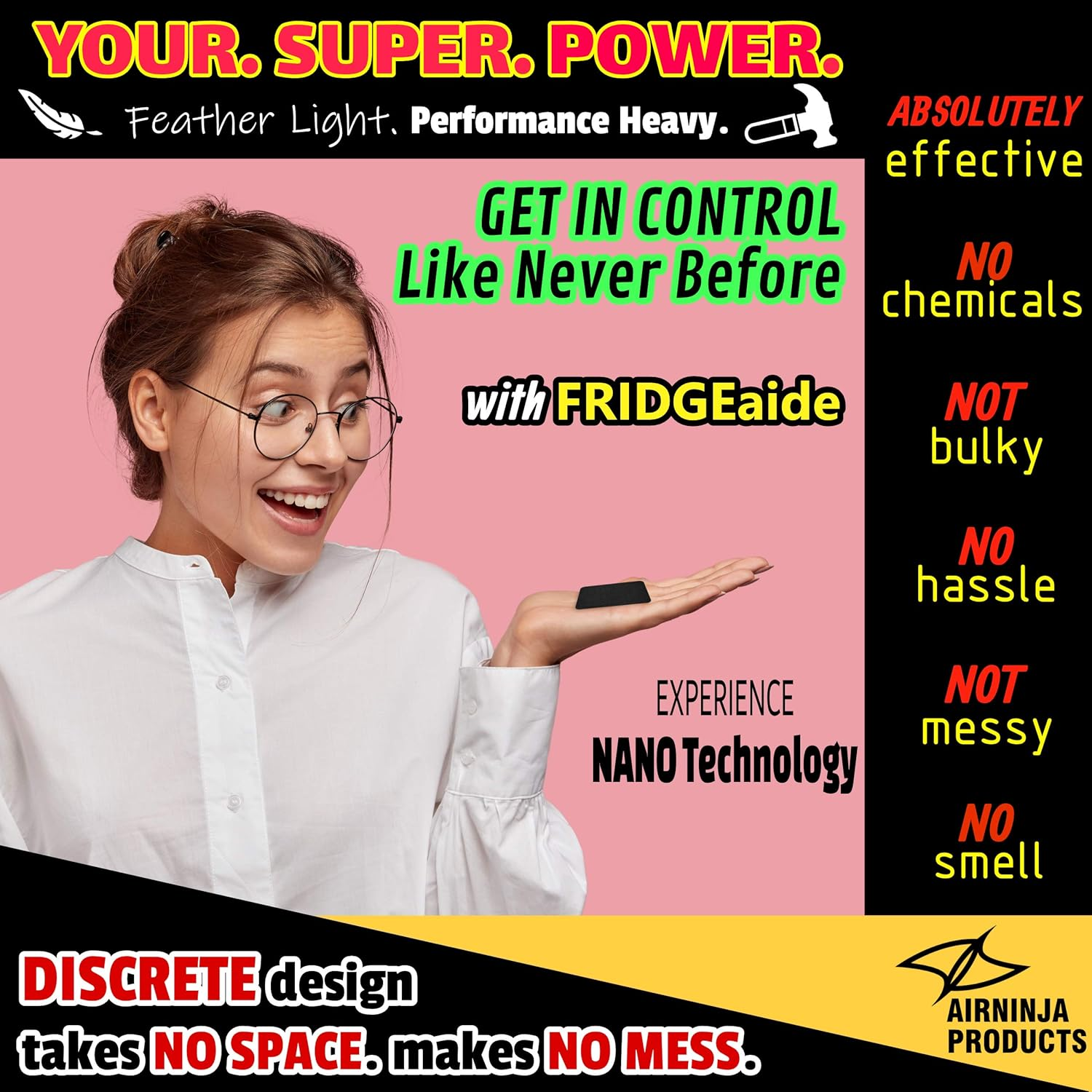 Fridge Refrigerator Freezer Deodorizer PATCH | Organic Odor Eliminator | 4 Month Supply | Foul Smell Remover | BEATS Baking Soda & Activated Bamboo Charcoal | Fragrance & Chemical Free | 2 Pack