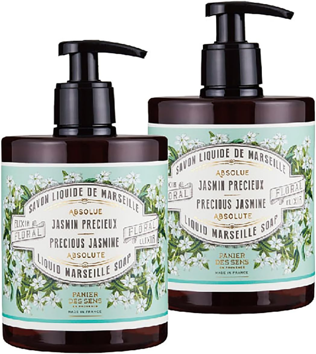 Panierdessens Absolute Liquid Marseille Soap, 2 Pack, Fresh and Bewitching Jasmine Scent, Made in France, Provence Body Soap