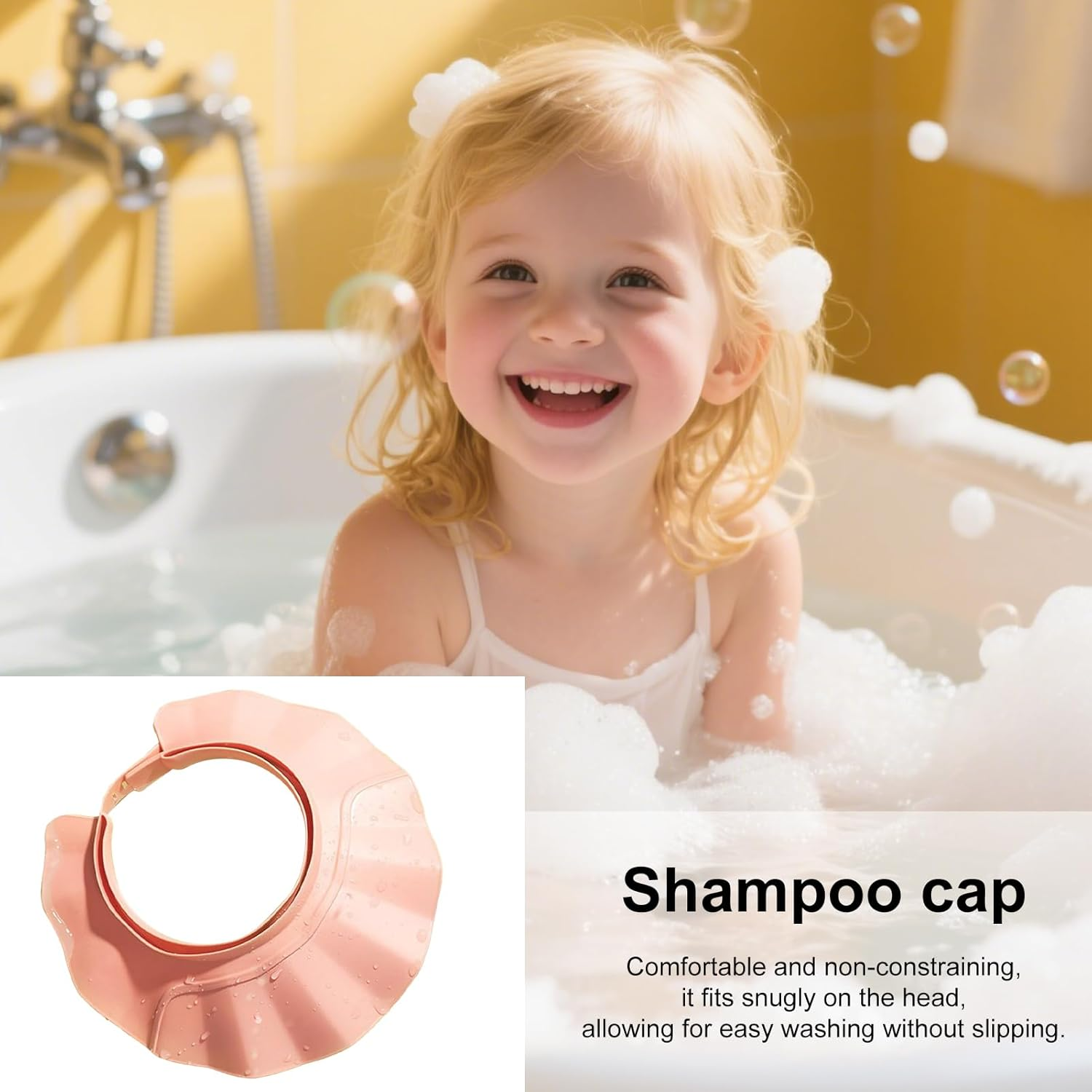 Evnbhgyu Baby Shower Cap Shield - Soft Head Eye Ear Protection Shampoo Shower Hat,Baby Bath Head Shield | for Toddler Children Boys Girls Teens Elderly Pregnant Disabled - Pink image number 4