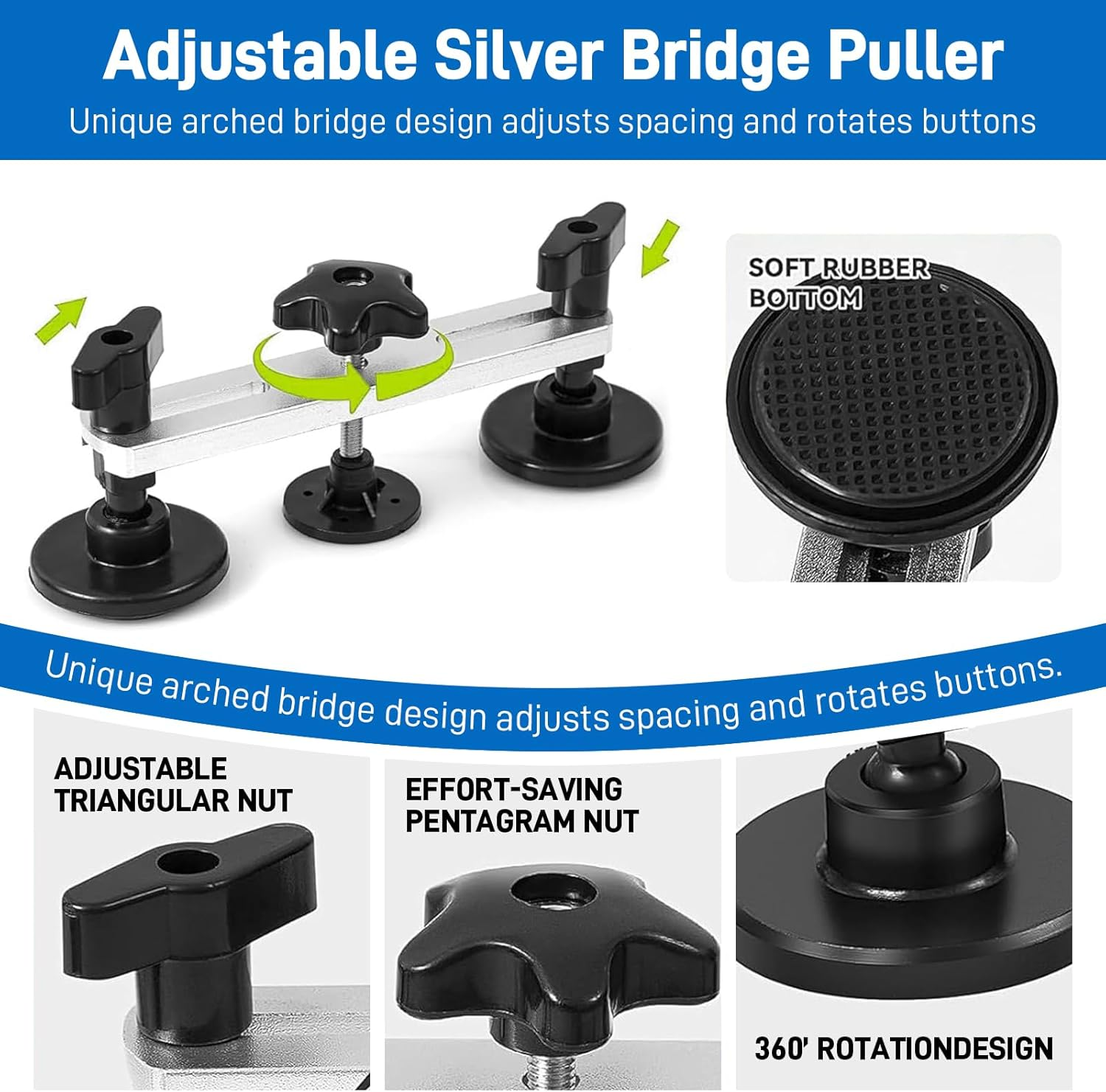 97Pcs Dent Puller Kit, Car Dent Puller for Dent Removal, Paintless Dent Removal Kit with Golden Lifter, Bridge Puller, Slide Hammer T-Bar, Dent Remover Tool for Car Refrigerator Door Ding Repair image number 3